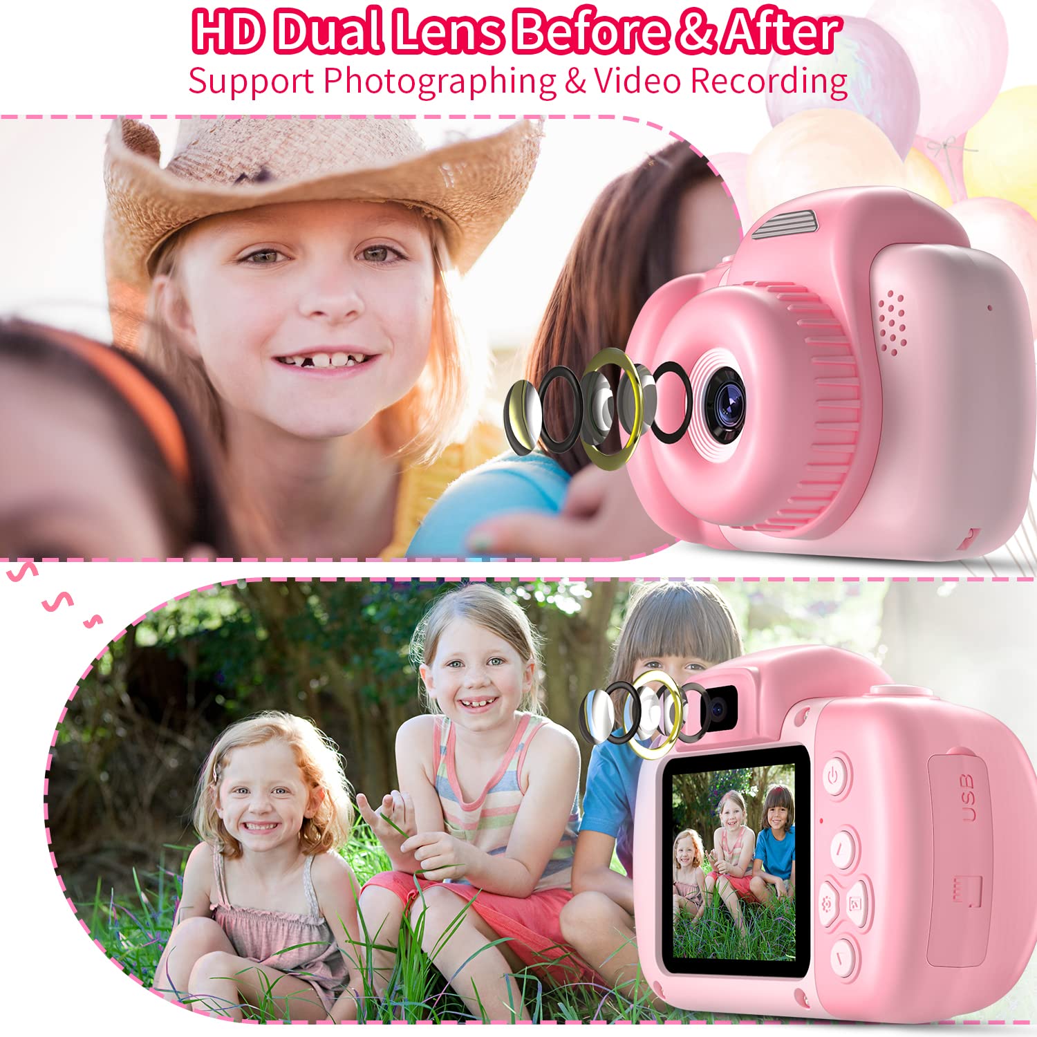 HAONIU 48MP Kids Digital Camera with 2.0