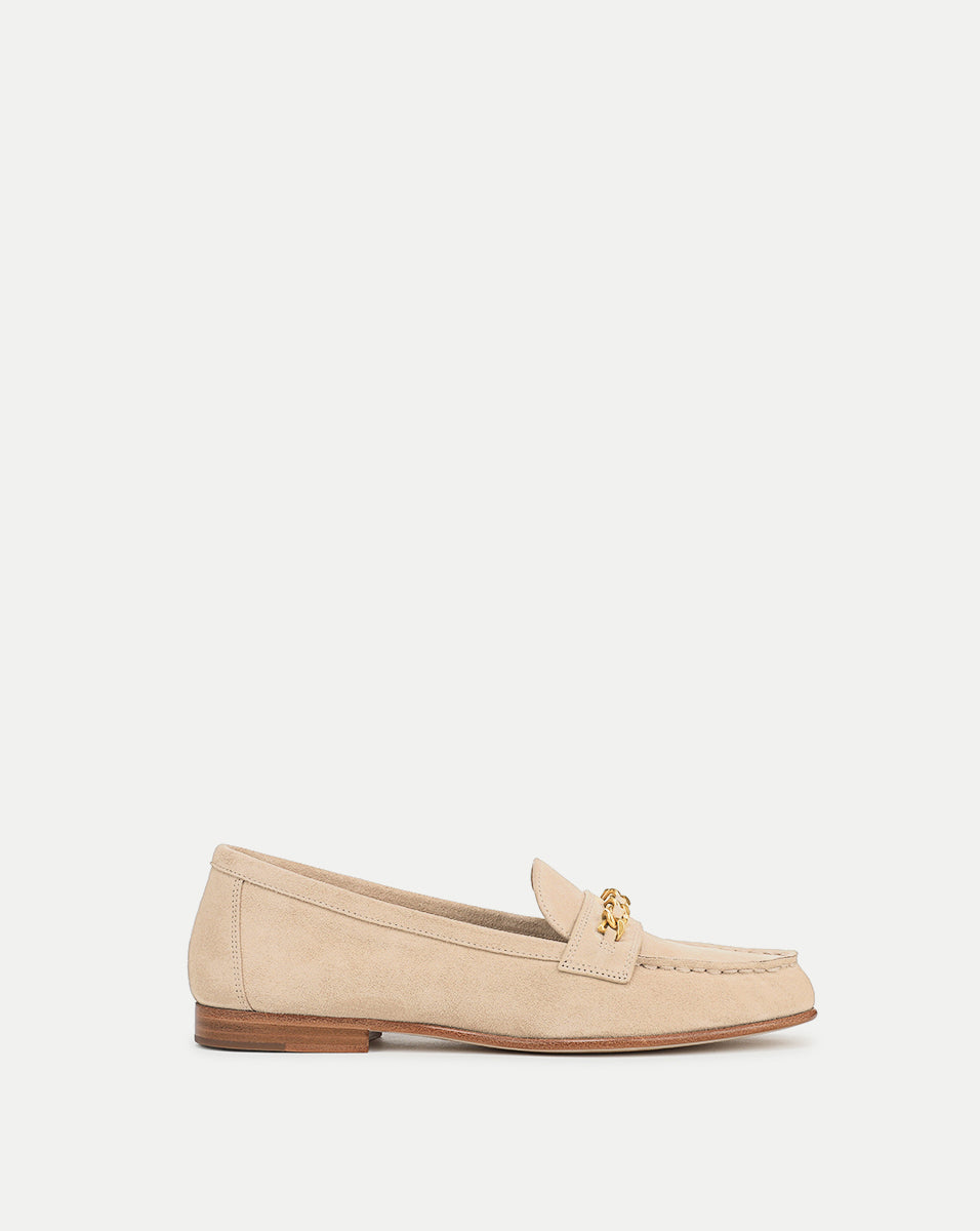 Penny Suede Chain Link Loafers for Women - Comfortable Slip-On Shoes for Casual Outfits & Office Wear