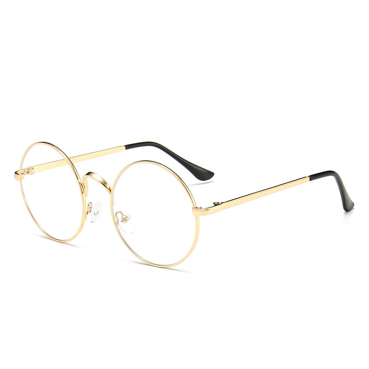 Dollger Retro Round Blue Light Blocking Glasses - Clear Lens Non-Prescription Eyewear for Men & Women - Metal Frame Anti-Eye Strain Computer Glasses for Office Work & Screen Time