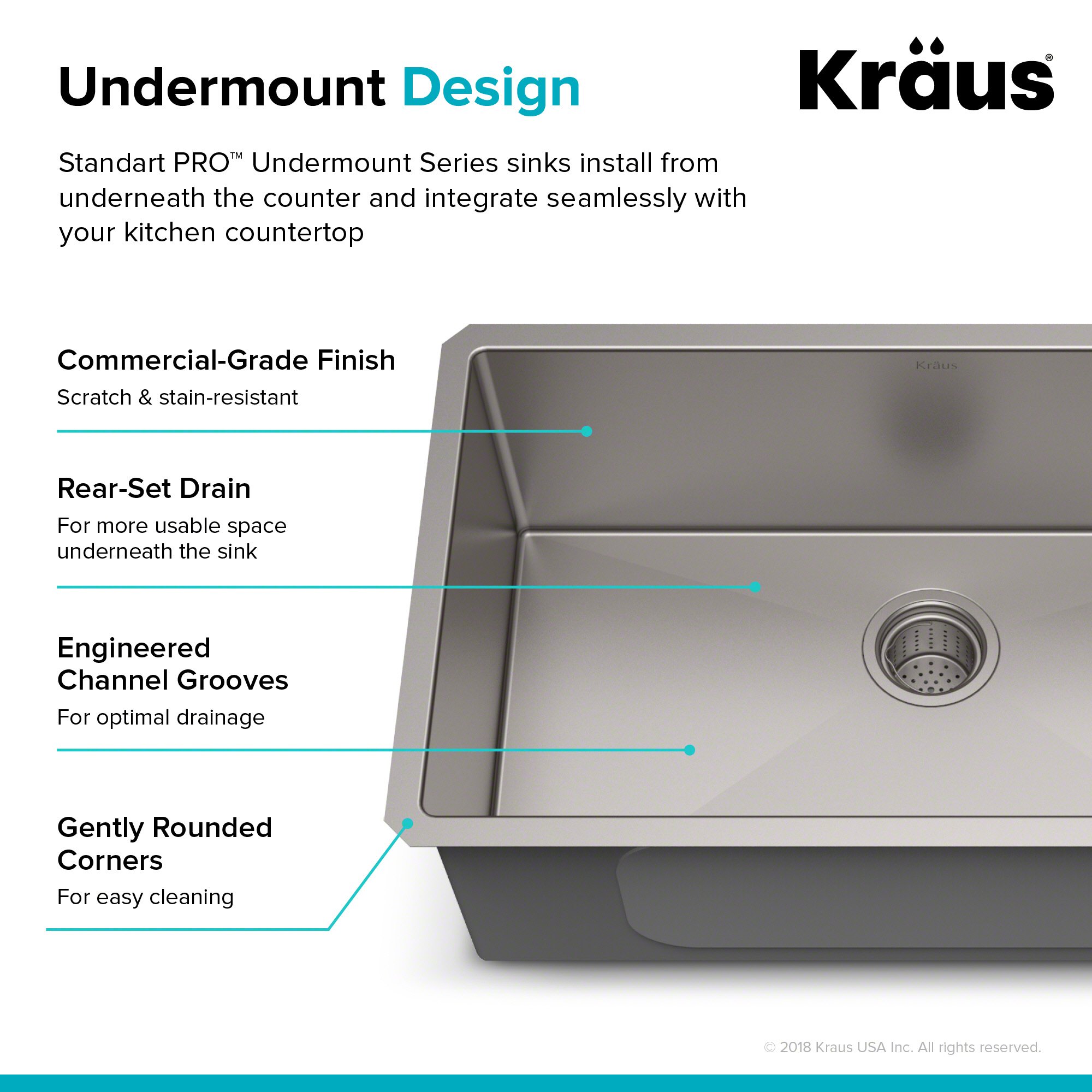 KRAUS Standard PRO™ 30-inch 16 Gauge Undermount Single Bowl Stainless Steel Kitchen Sink with WasteGuard™ Garbage Disposal - Durable, Quiet & Easy to Clean - Perfect for Modern Kitchens, Home Renovations & Chef-Style Cooking