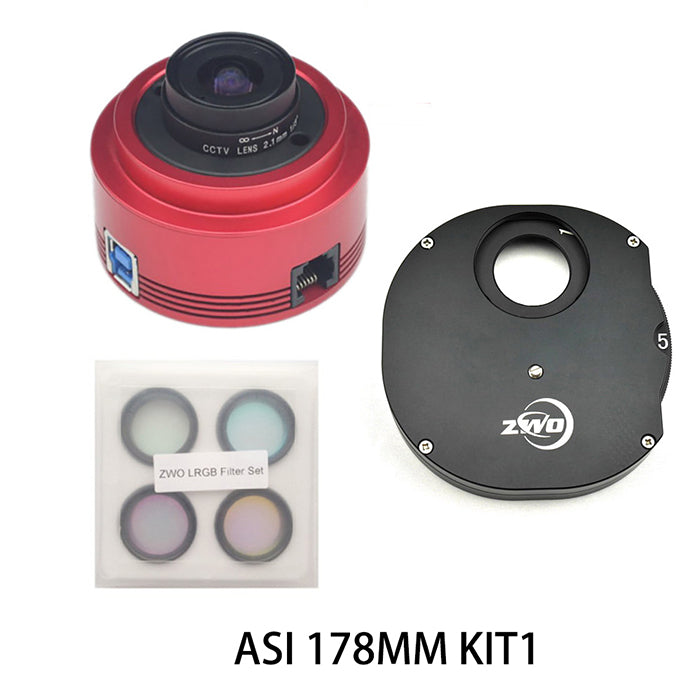 ZWO ASI178MM USB 3.0 Monochrome Astronomy Camera Kit with 5-Position Filter Wheel & LRGB Filters - High Sensitivity Deep Space Imaging for Planets, Nebulae, and Galaxies Observation