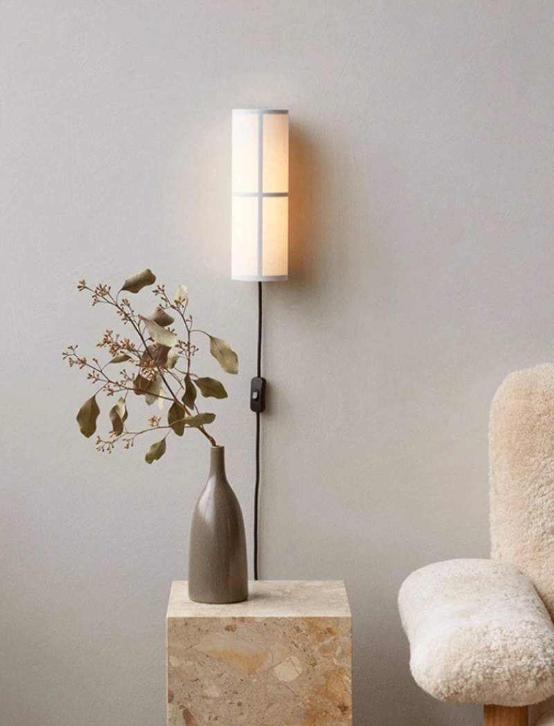 Lina Woven Fabric Wall Lamp - Modern Handwoven Rattan Light Fixture for Bedroom, Living Room & Nursery - Soft Ambient Lighting for Cozy Home Decor