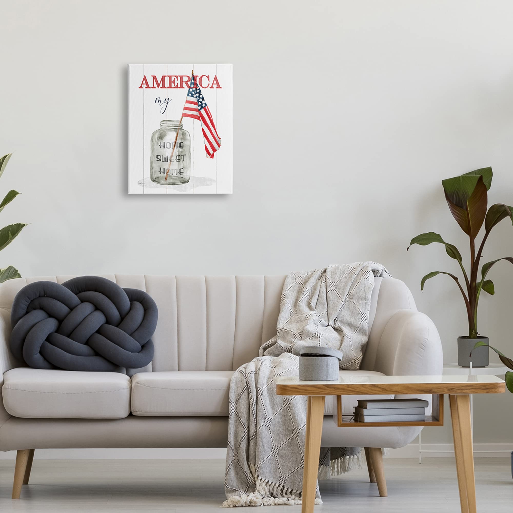 Stupell Industries America My Home Sweet Home Patriotic Country Flag Wall Art - Designed by Livi Finn - Perfect for Living Room, Bedroom & Office Decor