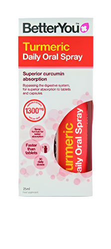 BetterYou Turmeric Daily Oral Spray 25ml - Natural Immune Support & Anti-Inflammatory Supplement for Wellness - Perfect for Travel, Work & Active Lifestyles