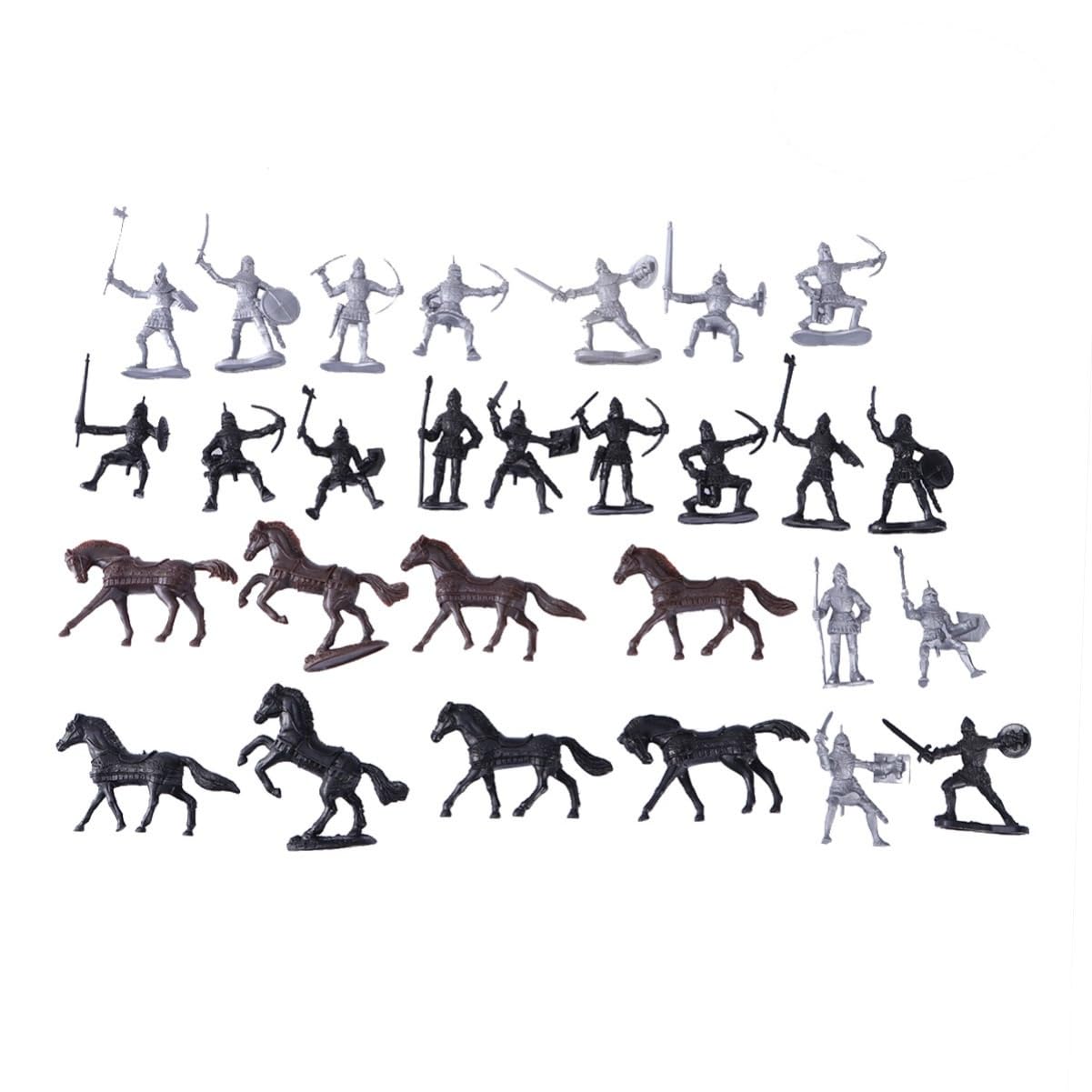 VICASKY 28 Pcs Mini Medieval Knight Soldier Toy Figures Playset - Educational Number Toys for Kids, Ancient World Model Collection - Perfect for History Learning, Role Play & Birthday Gifts