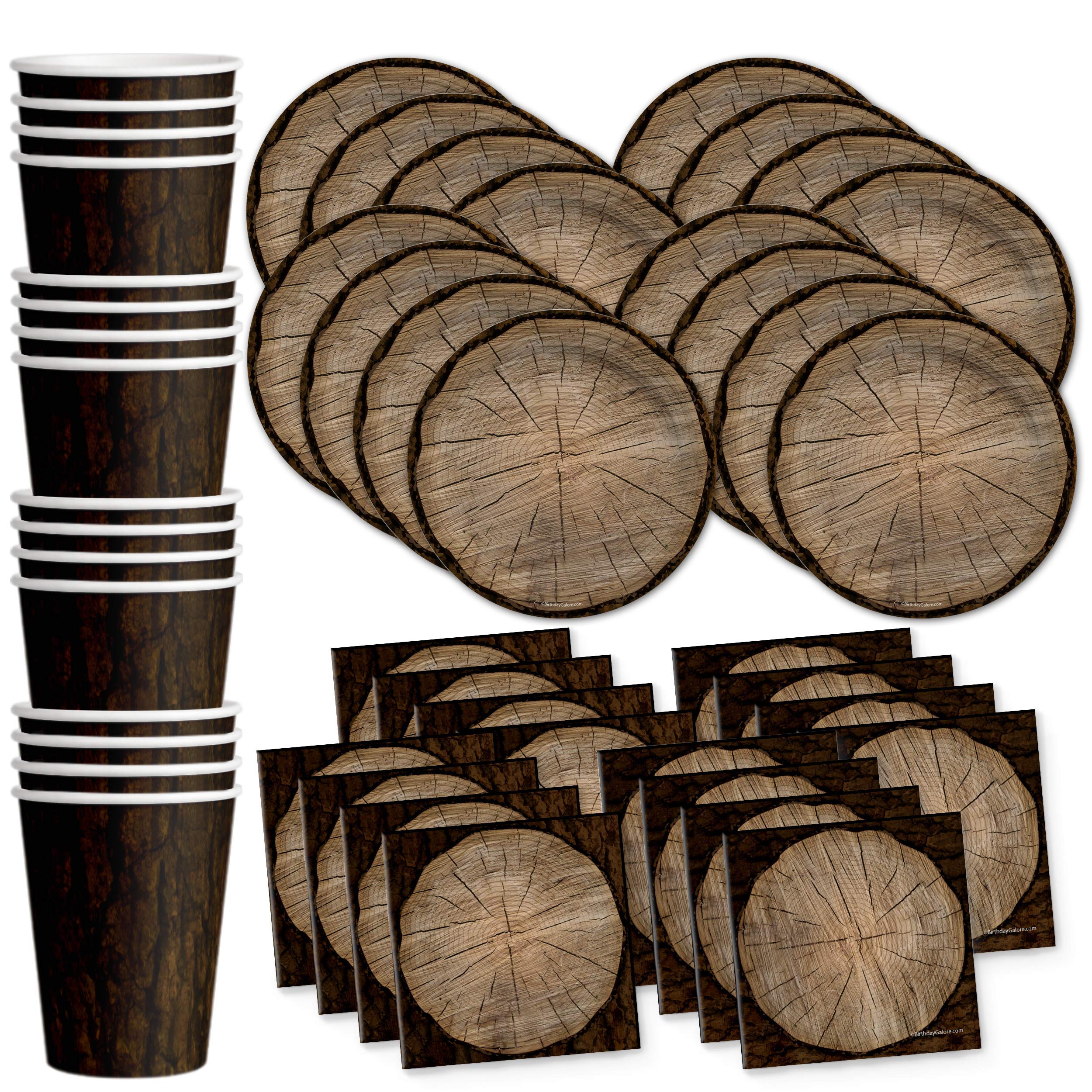 Tree Lumberjack Outdoor Birthday Party Supplies Set - 16-Piece Tableware Kit with Plates, Napkins & Cups for Forest-Themed Parties, Camping Celebrations & Kids' Birthday Decorations