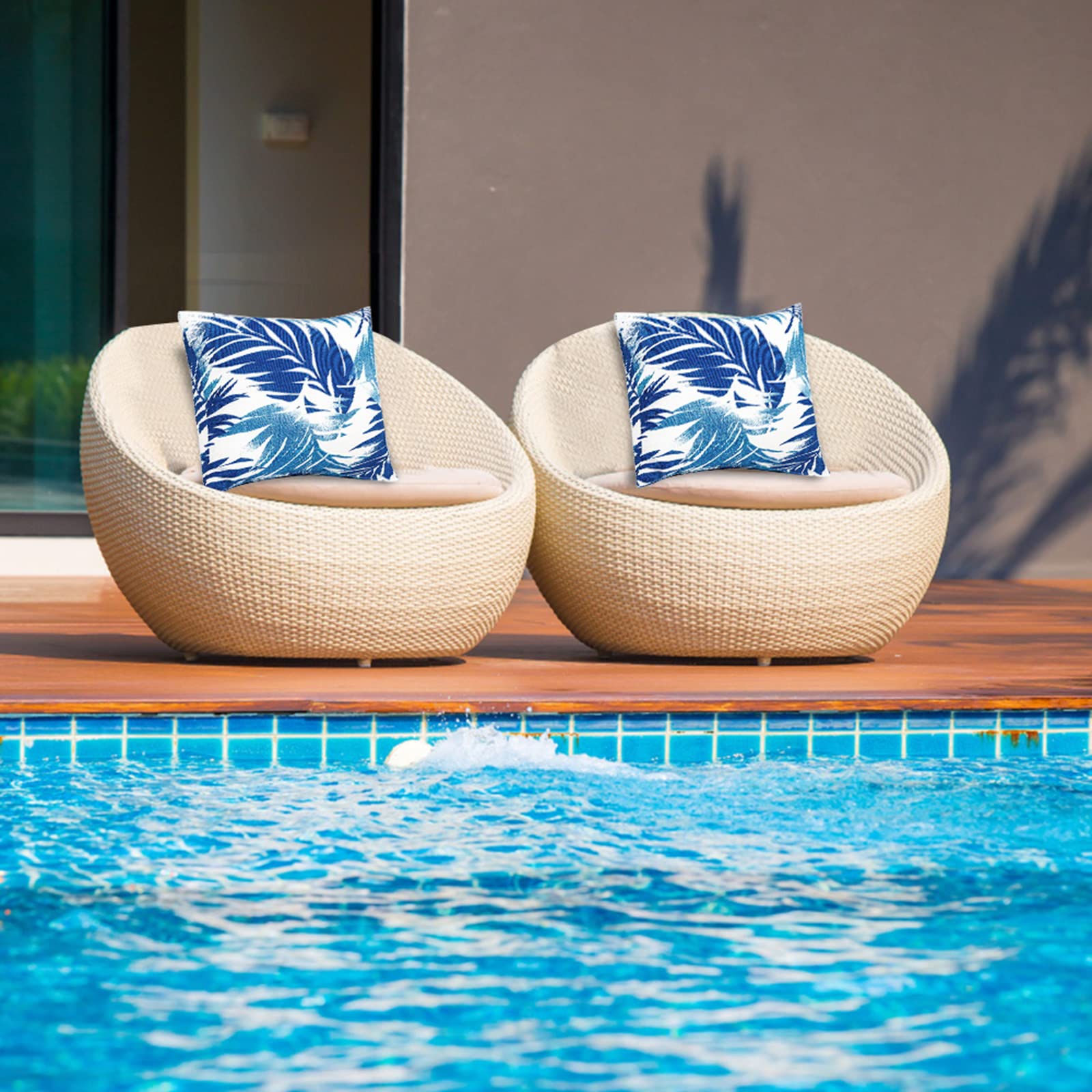 **JMGBird Waterproof Outdoor Pillows Set of 2 - 18×18 Inch Throw Pillows with Insert for Patio Furniture - Perfect for Garden, Deck, Poolside & Outdoor Lounging**