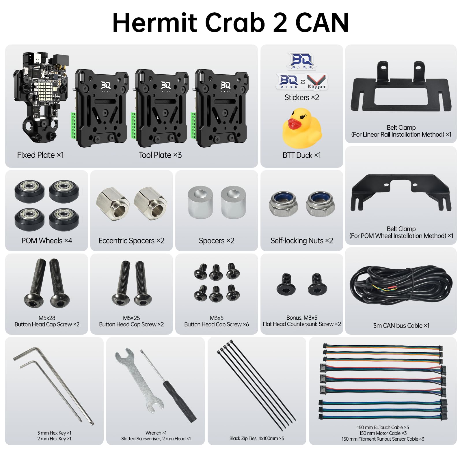 BIQU Hermit Crab CAN V2 3D Printer Upgrade Kit - POM Slider Plate & Quick-Change Hotend Tool Head - Compatible with BL Touch & Filament Break Detection - Works with BIQU H2 Extruder, MK8, Ender 3, CR6 Series - Perfect for DIY 3D Printing Projects & Rapid Prototyping