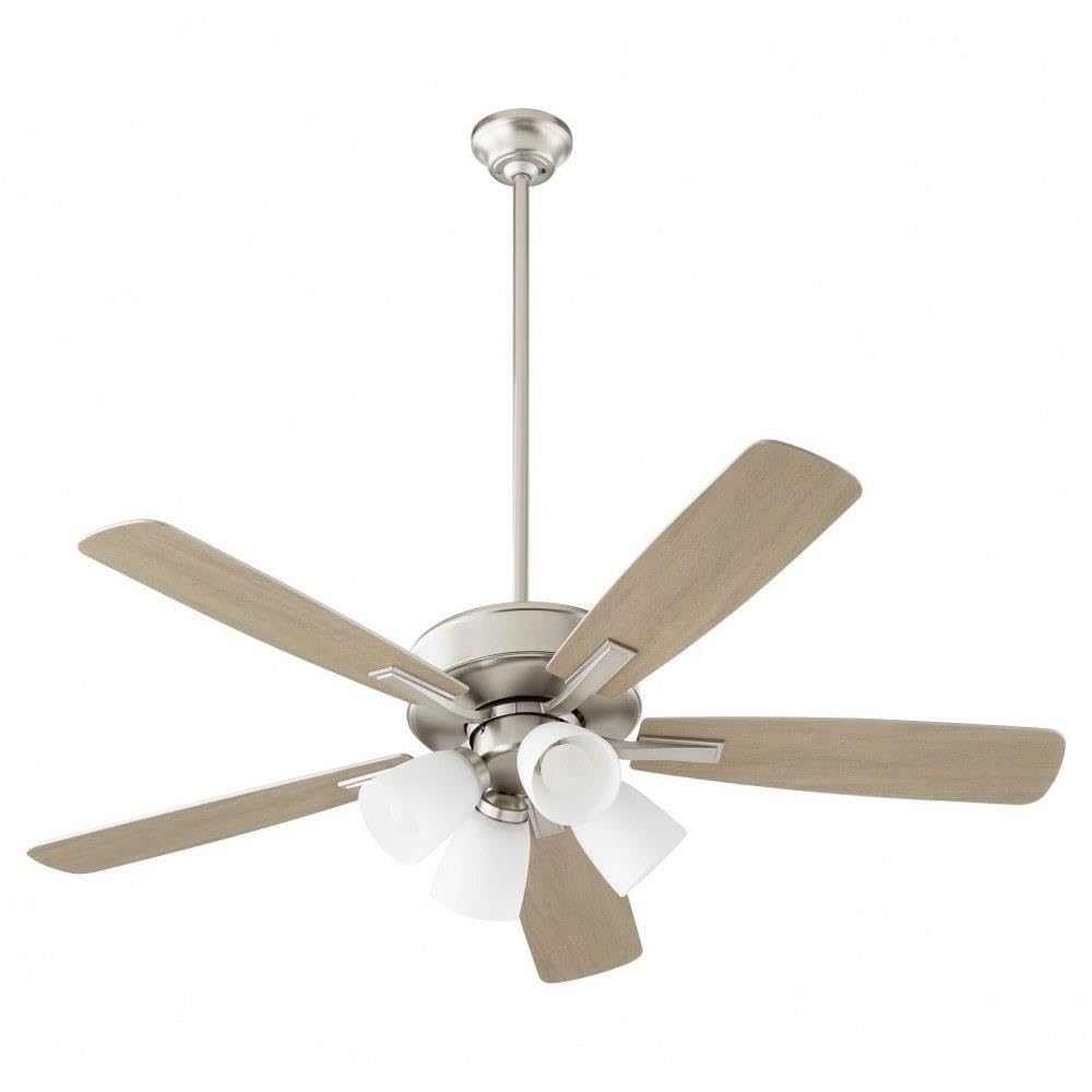 4525-465 Ovation 52 Inch Ceiling Fan with LED Light Kit, Brushed Nickel Finish - Perfect for Living Room, Bedroom and Outdoor Covered Patio