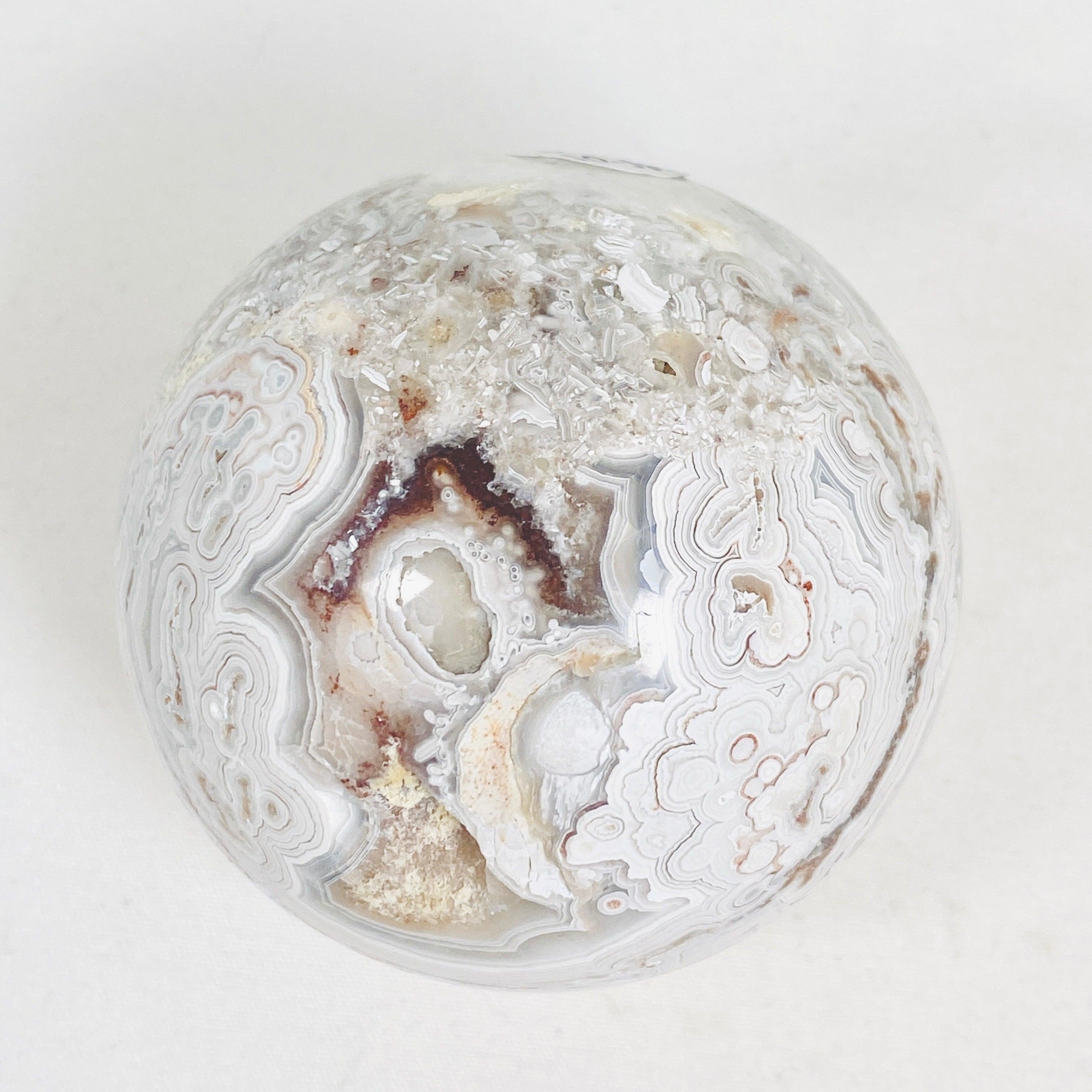Natural Mexican Crazy Lace Agate Sphere - Handcrafted Stone Decor MAS 05 - Perfect for Home Decor, Meditation & Crystal Healing Collection
