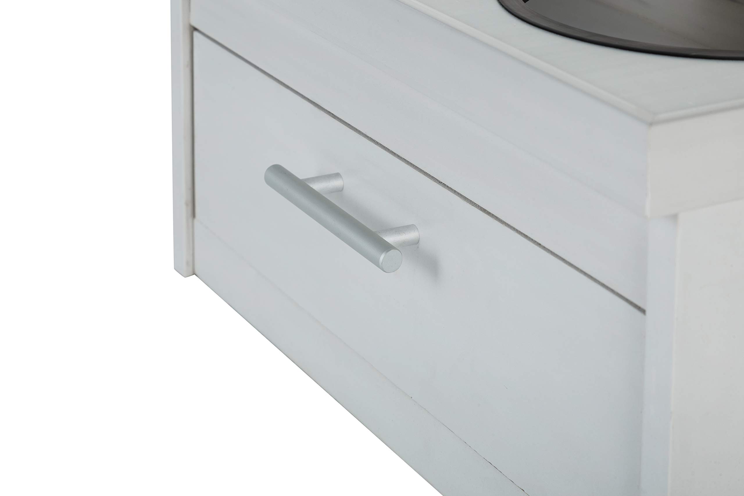 ECOFLEX Piedmont 2-Bowl Dog Diner with Storage Drawer - Antique White | Elevated Raised Dog Bowls for Large Dogs | Perfect for Dining Room or Kitchen Feeding Station