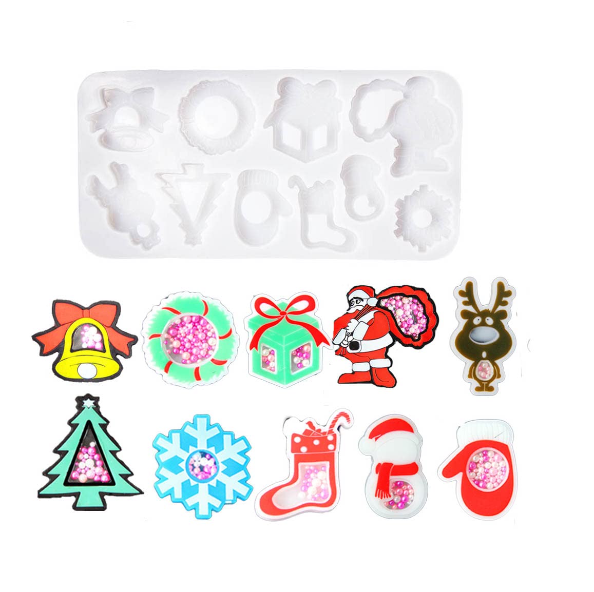 Christmas Resin Shaker Molds - Epoxy Quicksand Silicone Molds for Crystal Pendants, Jewelry & Keychains - DIY Holiday Decorations & Handmade Gifts (Perfect for Christmas Crafts, DIY Jewelry Making & Unique Gift Ideas)