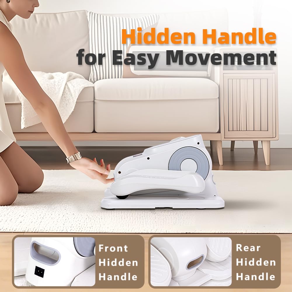 Under Desk Elliptical Machine - 12-Speed Electric Leg Exerciser with Remote & LCD Display | Portable Mini Elliptical Trainer for Home/Office | Ideal for Seniors Rehabilitation, Physical Therapy & Low-Impact Workouts