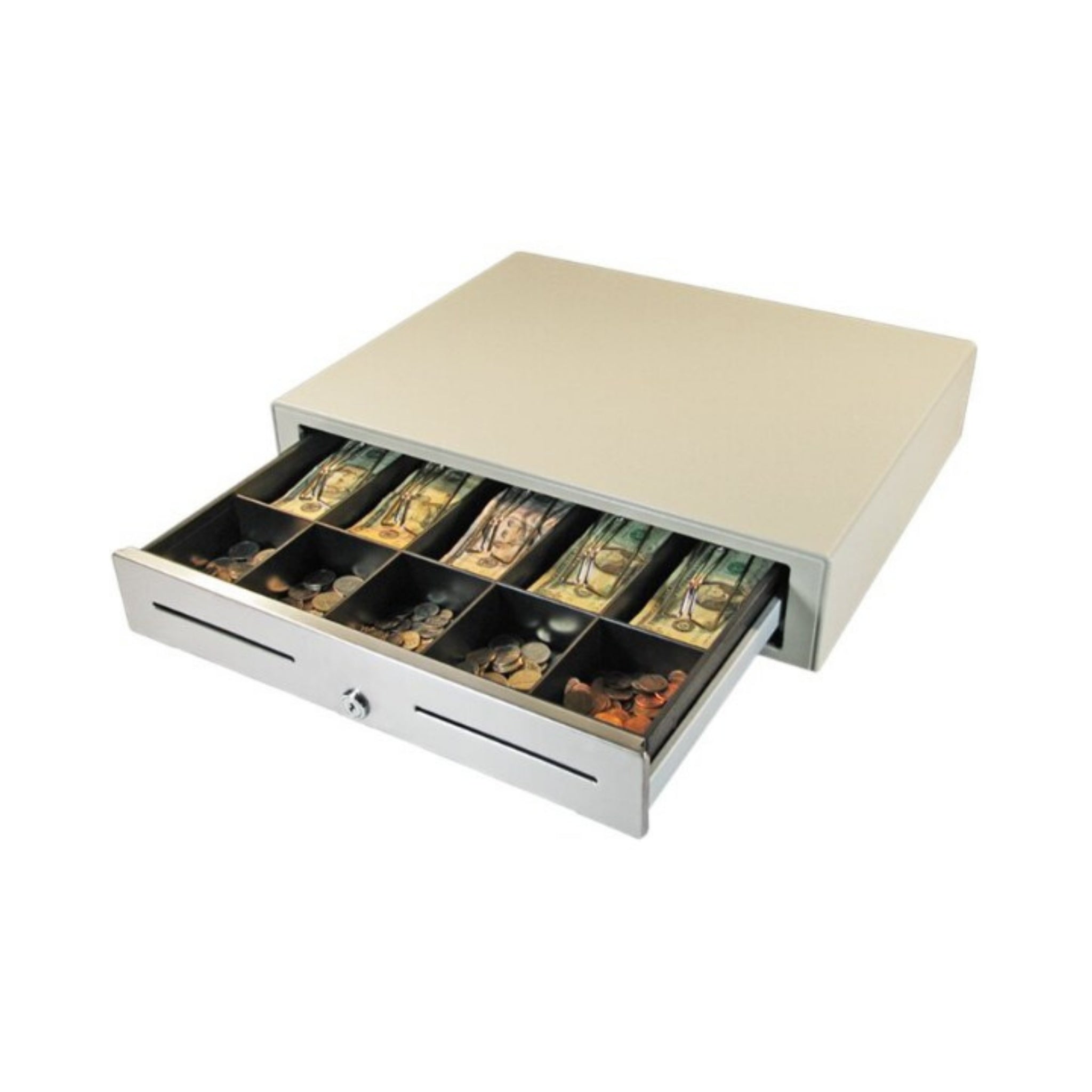 APG Vasario 1616 Dual Media Slot Cash Drawer with USB and 24V Interface - Perfect for Retail Stores, Restaurants, and POS Systems
