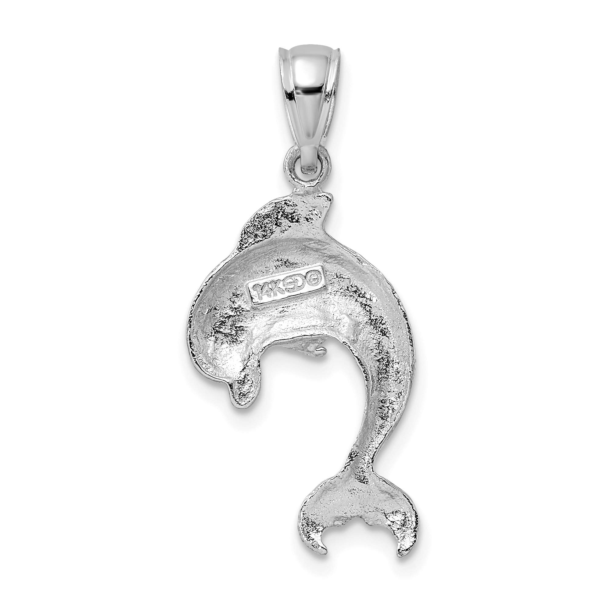 14K Solid White Gold Dolphin Pendant Necklace - Elegant Ocean Fish Jewelry for Women, Perfect for Summer Beach & Nautical Fashion Accessories