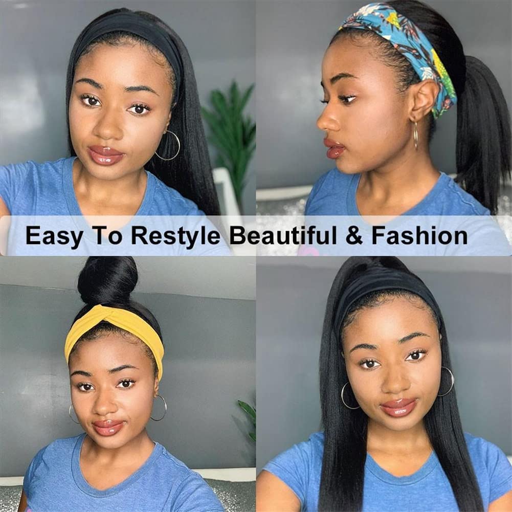 Glueless Headband Wigs for Black Women - 100% Brazilian Virgin Human Hair, Body Wave, 150% Density Machine Made Headband Wig | Perfect for Daily Wear, Parties & Protective Styling