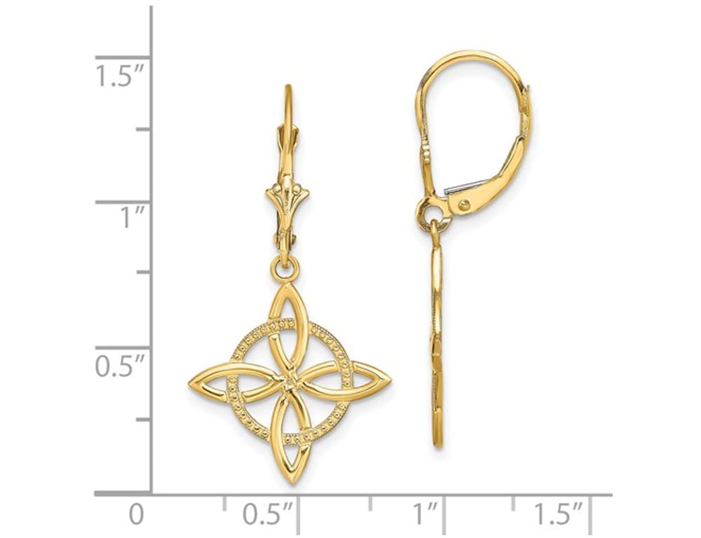 14K Yellow Gold Small Celtic Eternity Knot Leverback Earrings for Women - Elegant Irish Jewelry Gift for Anniversary, Wedding & Special Occasions
