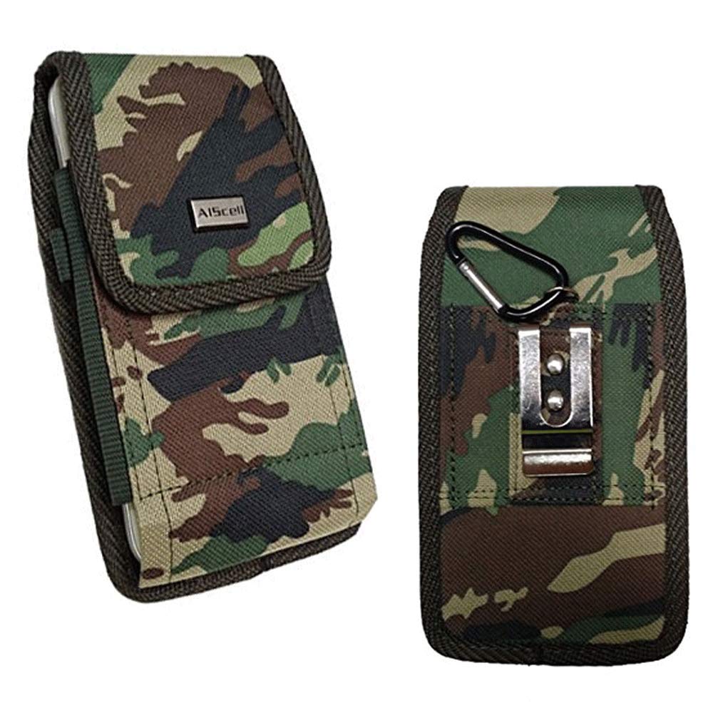 AISCELL Belt Holster Metal Clip Case - Rugged Camouflage Nylon Pouch for iPhone 16 Pro Max/Plus, 15 Pro Max/Plus, 14 Pro Max/Plus, 13 Pro Max, 12 Pro Max - Compatible with Bulky Protective Cases | Perfect for Outdoor Activities, Hiking, Construction Work & Tactical Use