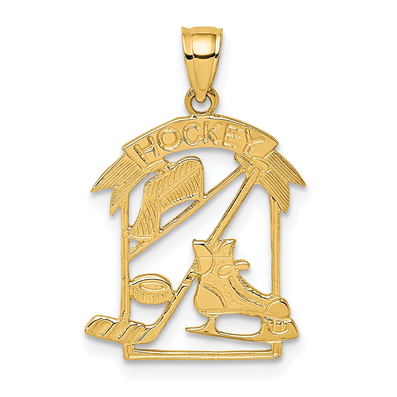 14k Yellow Gold Hockey Story Framed Charm Pendant Necklace - Elegant Sports Jewelry Gift for Hockey Players, Fans & Loved Ones - Perfect for Games, Celebrations & Special Occasions