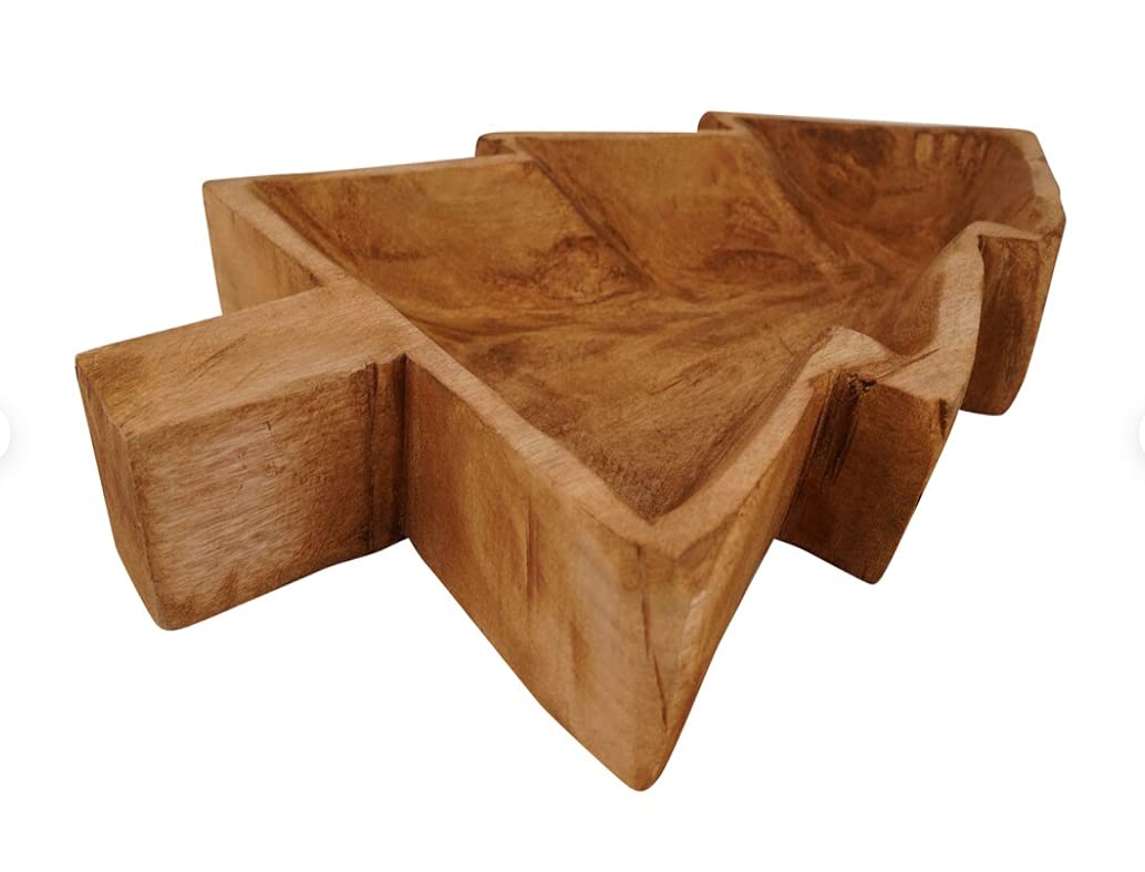 5-Pack Rustic Wooden Dough Bowls - 9 x 13 x 1.5 Inch Farmhouse Style Handmade Bread Bowls for Candle Making, Holiday Decor & Christmas Gifts - Perfect for DIY Candles, Table Centerpieces and Rustic Home Decor