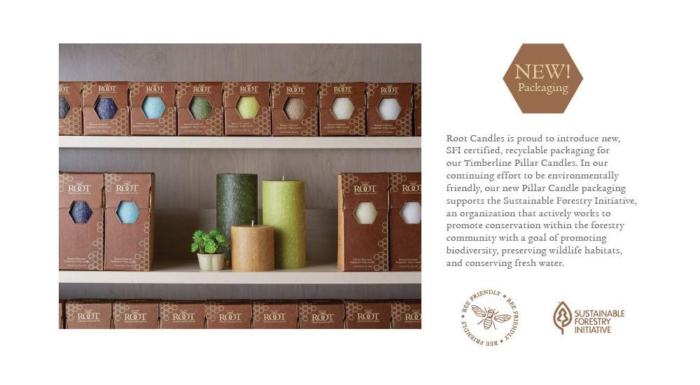 Root Candles 33372 Unscented Timberline Pillar Candle - 3 x 3 Inches Dark Olive for Home Decor, Wedding Centerpieces & Relaxing Ambiance