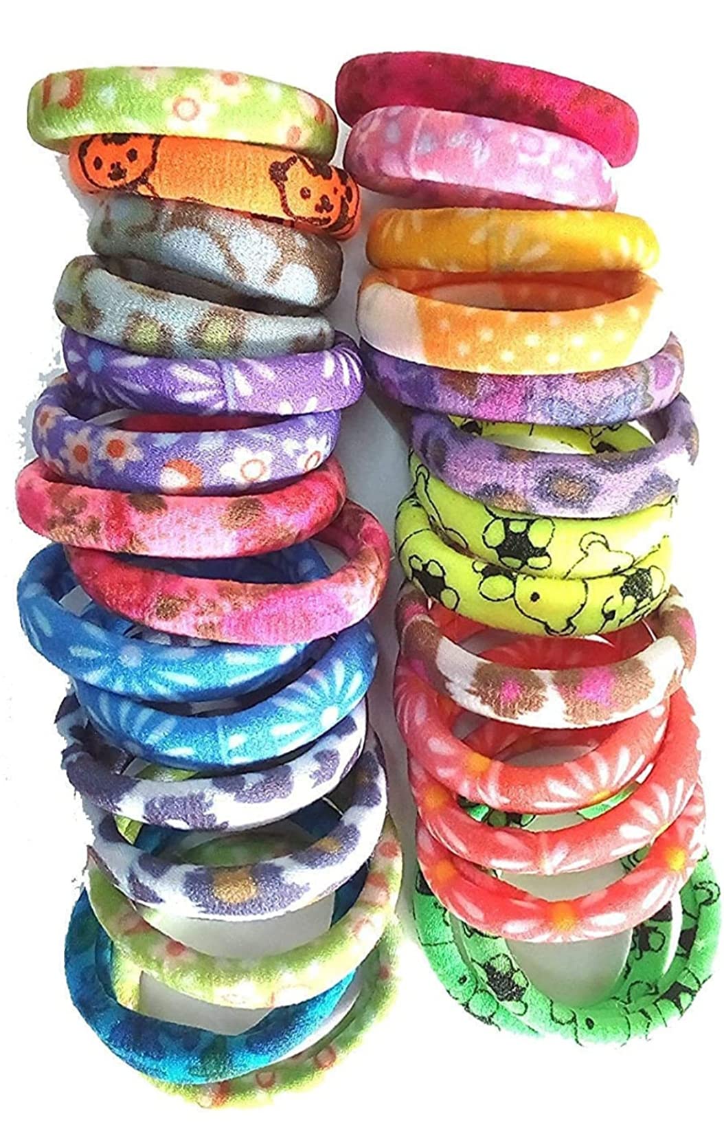 DOLLIT 60-Pack Printed Hair Ties for Women & Girls - Soft Ponytail Holders, Elastic Hair Rubber Bands in Multicolor - Perfect for School, Workouts, and Everyday Styling