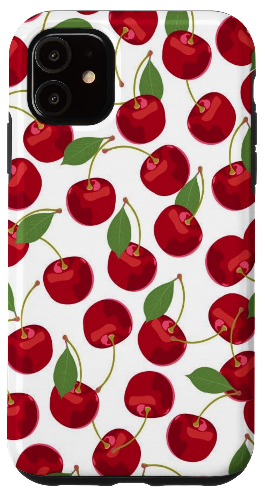 Vintage iPhone 11 Case - Retro Cherries Fruit Design, Rockabilly Style Bohemian Phone Cover | Perfect for Music Festivals, Vintage Lovers & Boho Fashion Enthusiasts