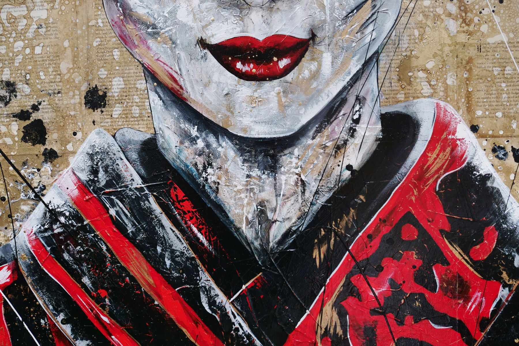 Cherry Pride 120x120cm Geisha Abstract Realism Canvas Art - Japanese Inspired Wall Decor for Living Room, Bedroom & Office - Perfect Gift for Book Lovers & Art Collectors