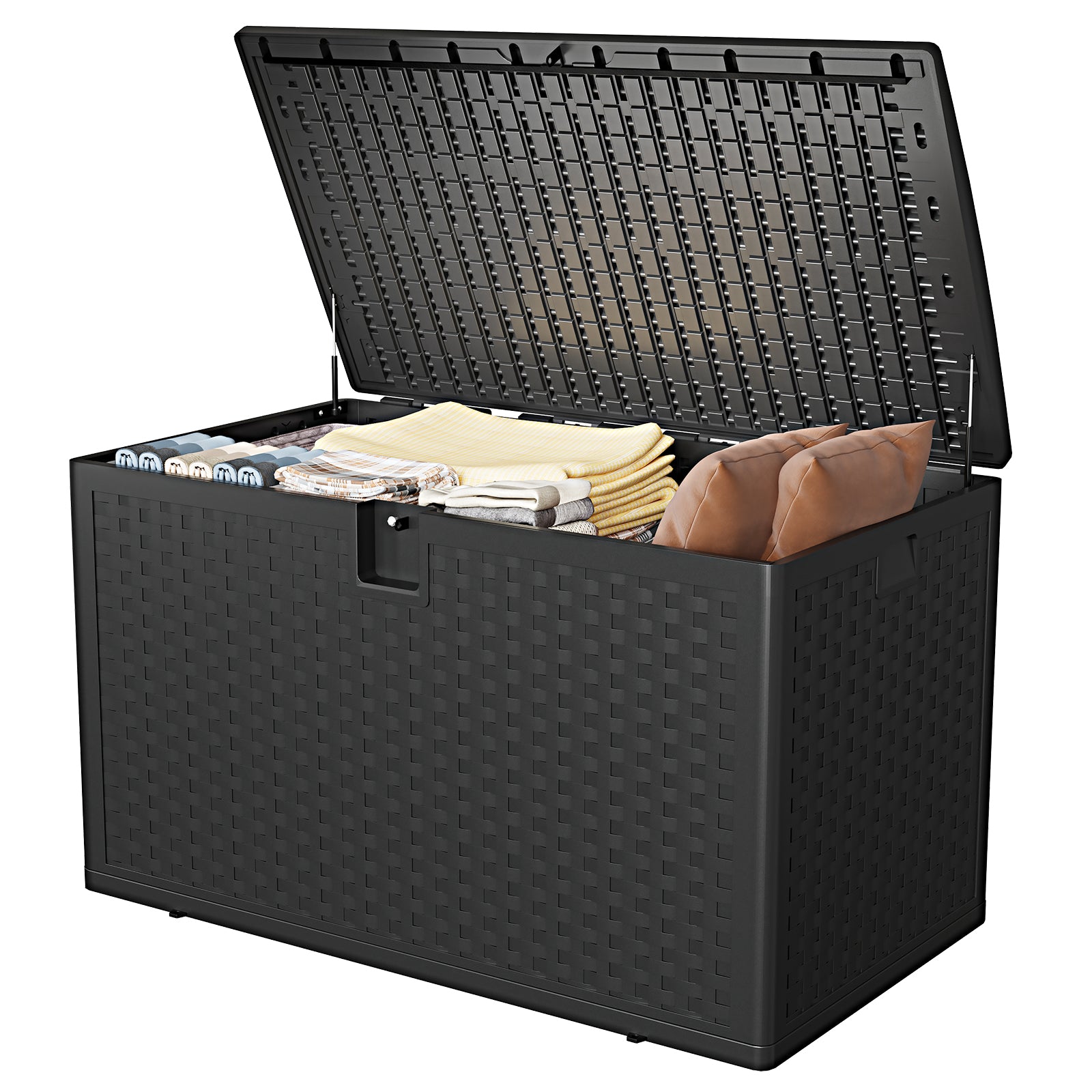GARVEE 120 Gallon Heavy Duty Outdoor Storage Box - Waterproof Deck Box for Patio Furniture Cushions & Garden Tools - All Weather Resistant with Gas Lift Lid & Seat Function - Easy Assembly No Tools Needed, Black - Perfect for Backyard, Deck, and Garden Storage Organization