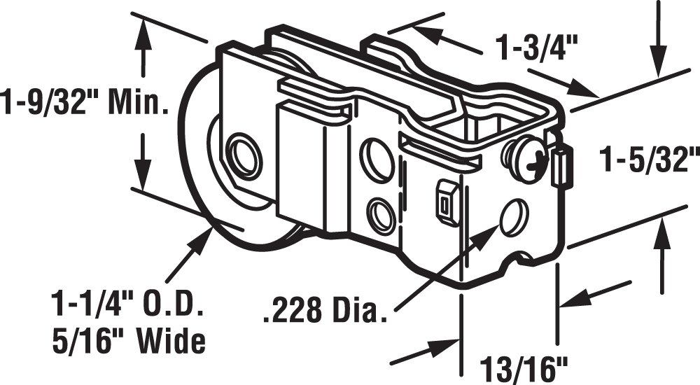 Prime-Line D 1559 1-1/4 Inch Steel Ball Bearing Sliding Door Roller Assembly - Replacement for Acorn & Wells Aluminum Sliding Doors - Single Pack - Ideal for Patio, Closet, and Barn Doors