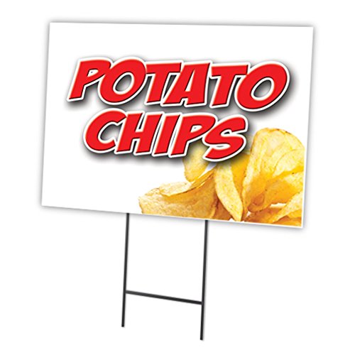 18x24 Inch Potato Chip Themed Yard Sign with Stake - Perfect for Business Advertising & Outdoor Promotions - Front Image Only - Made in USA - Ideal for Restaurants, Events, and Retail Marketing