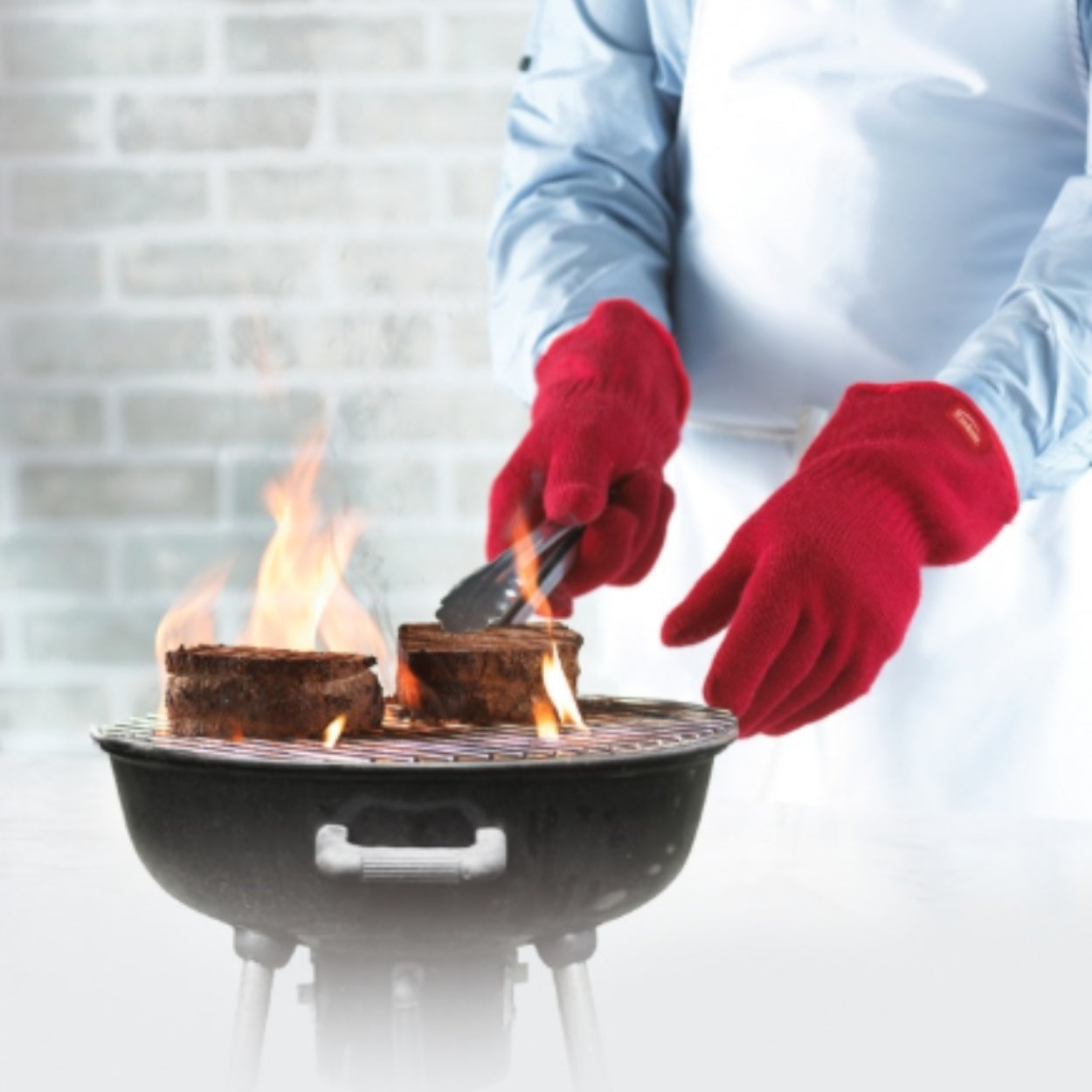 Premium Trudeau Kitchen Hand Gloves - Heat Resistant & Non-Slip Red Cooking Gloves for Baking, Grilling & Dishwashing - Perfect for Hot Pans, Oven Use & Food Prep