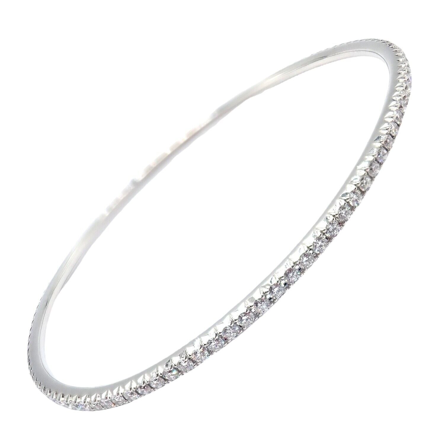 Authentic Tiffany & Co Metro 18k White Gold Diamond Bangle Bracelet - Luxury Jewelry Gift for Women, Perfect for Weddings, Anniversaries & Special Occasions