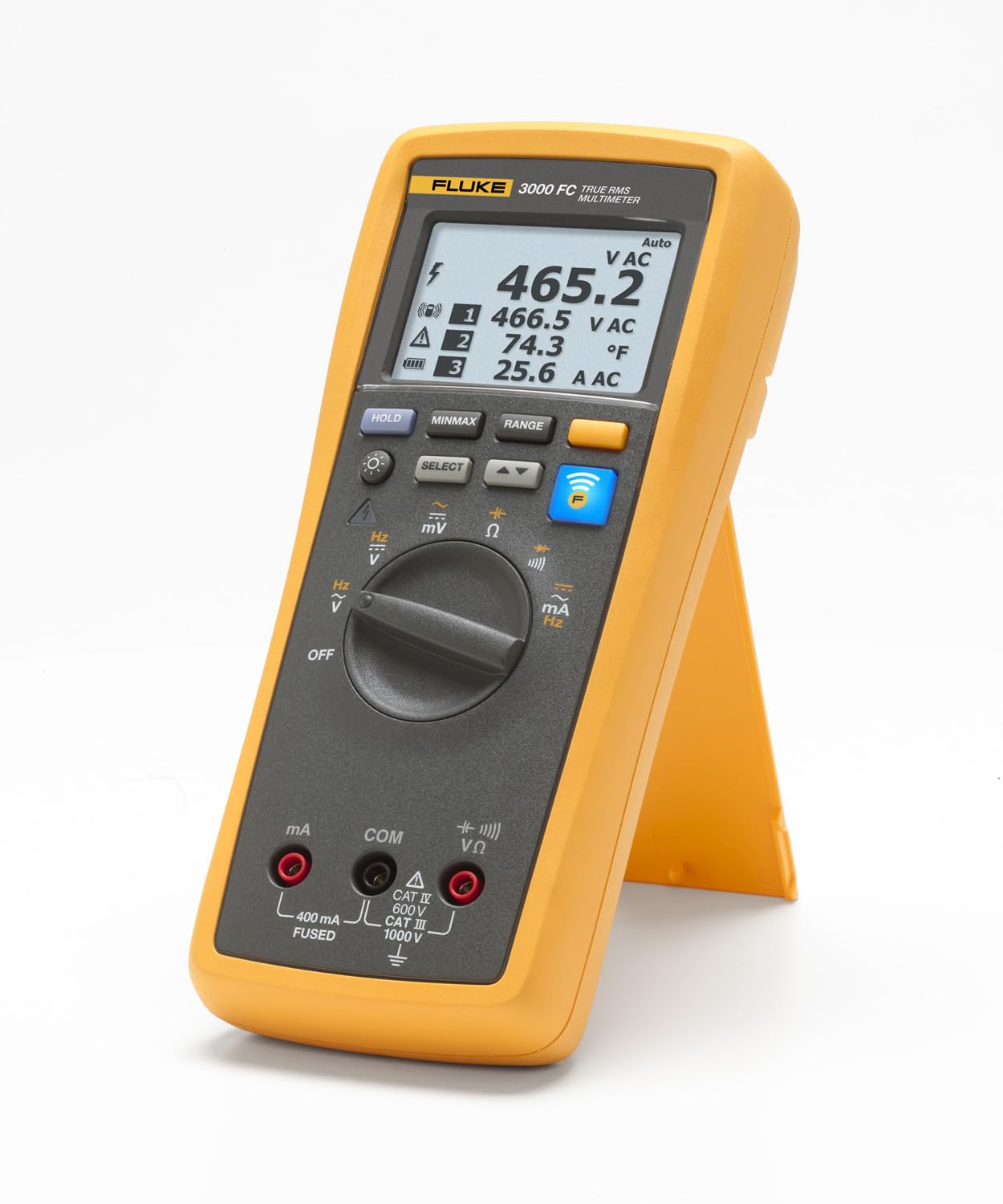 Fluke 3000 FC Wireless Digital Multimeter - True RMS AC/DC Voltage Current Tester with Bluetooth Connectivity for Electricians, HVAC Technicians & DIY Home Use