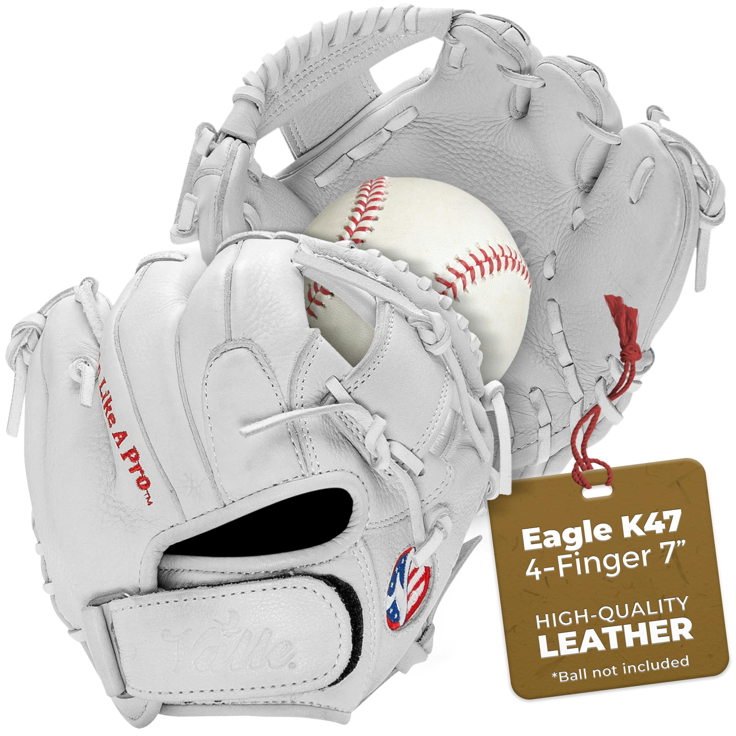 Eagle K47 4-Finger Infielders Baseball & Softball Training Glove - Premium Soft Leather for Elite Fielding Practice - Right/Left Hand Throw - Perfect for Drills, Games & Team Training