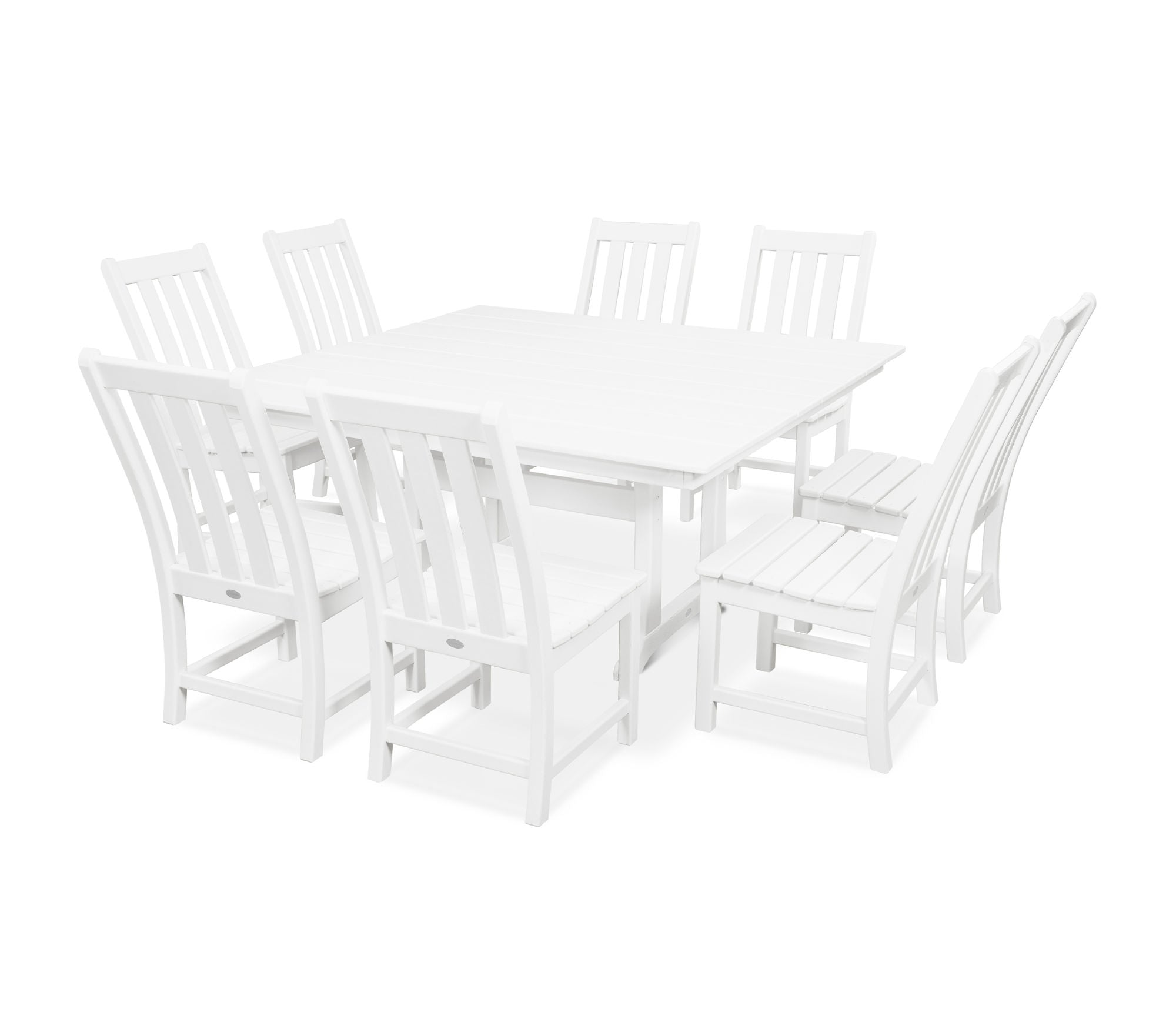 POLYWOOD Vineyard 9-Piece Farmhouse Trestle Dining Set - Outdoor Patio Furniture for Backyard, Garden & Poolside Dining