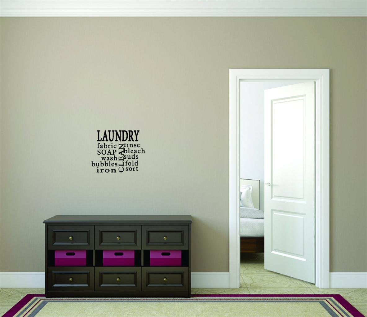 Vinyl Wall Decals for Laundry Room - 12x18 Inch Home Decor Stickers with Washing Symbols (Soap, Clean, Rinse, Bleach) - Perfect for Bedroom, Family Spaces & Laundry Area Organization