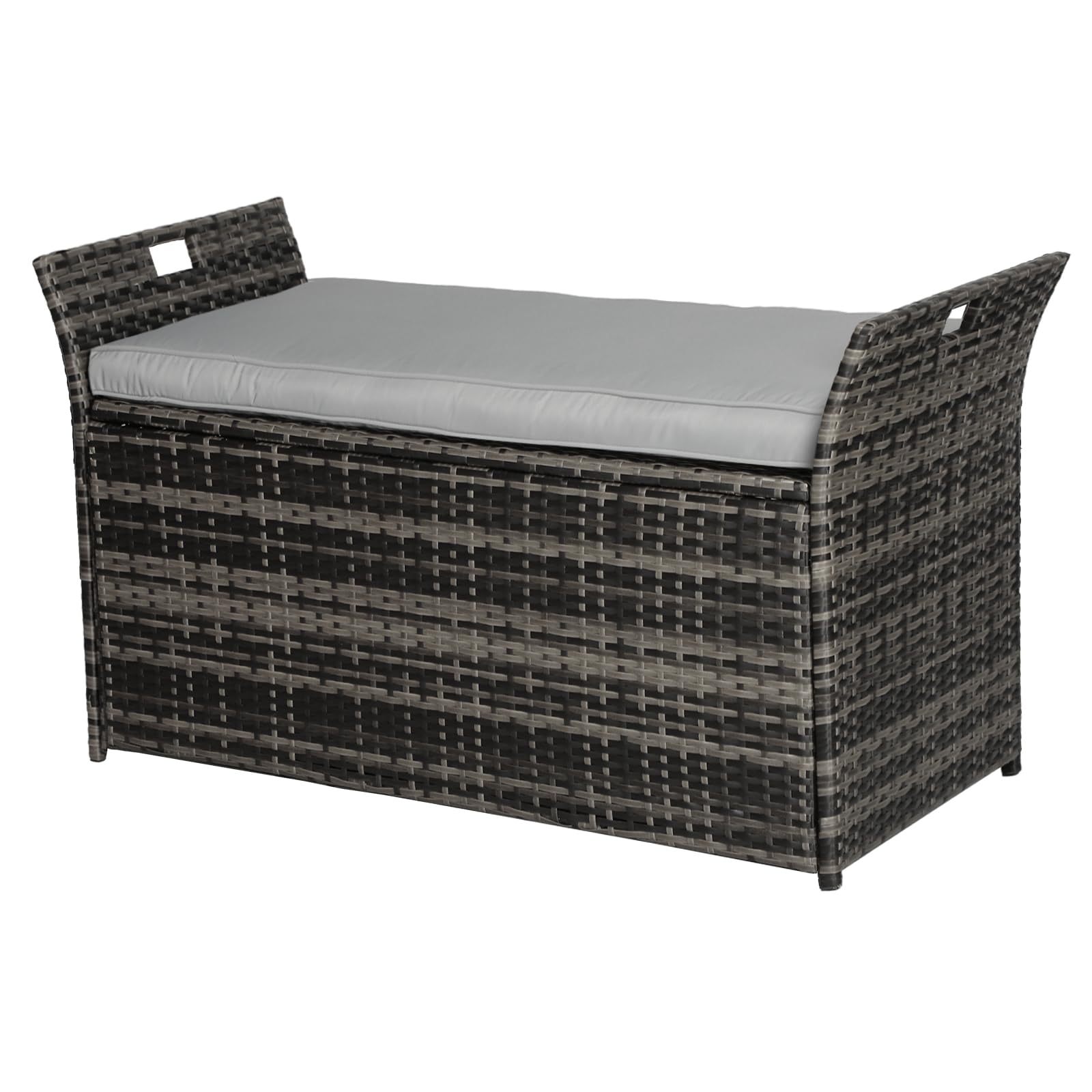 75 Gallon Outdoor Storage Bench with Cushion - Waterproof Patio Deck Box, Garden Furniture Organizer with Handles, Grey - Perfect for Backyard, Deck, and Poolside Storage