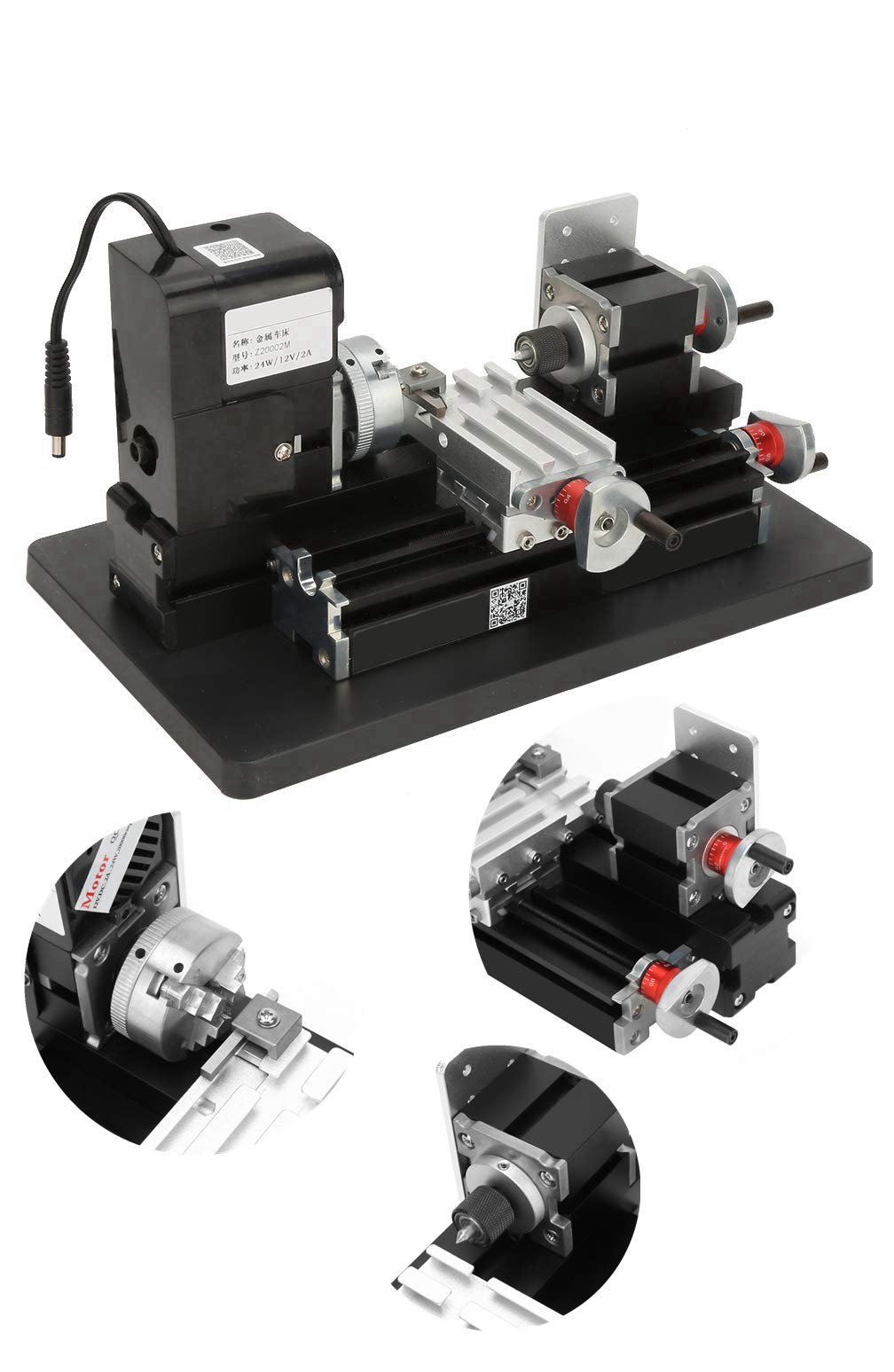 24W 20000RPM Mini Metal & Wood Lathe Machine - 100-240V for Soft Metal, Plastic, Acrylic Milling with US Plug - Perfect for DIY Crafts, Model Making & Small Workshop Projects