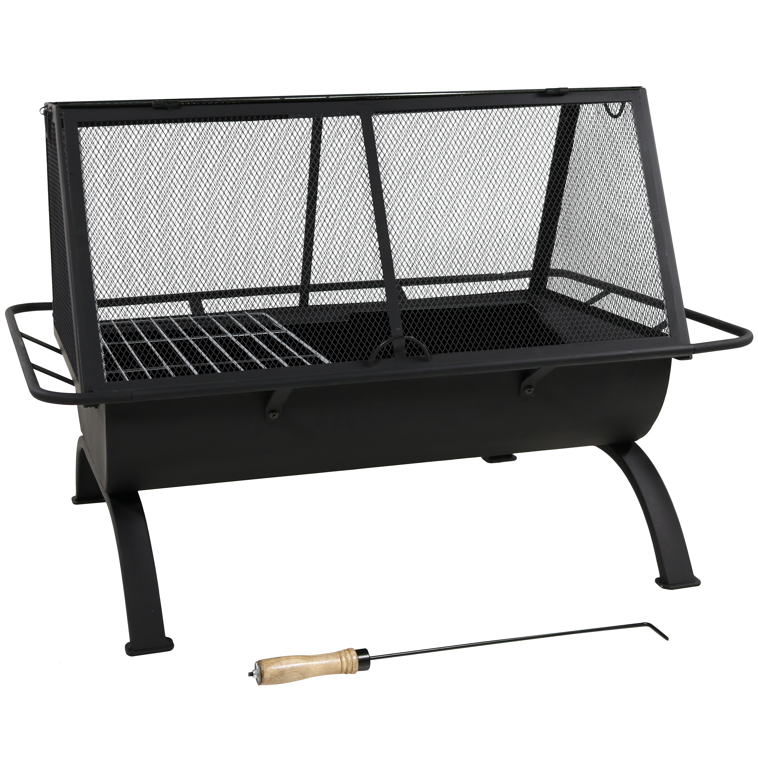 Sunnydaze 36-Inch Northland Outdoor Fire Pit with Grill & Spark Screen - Perfect for Backyard Camping, BBQ Parties & Patio Gatherings