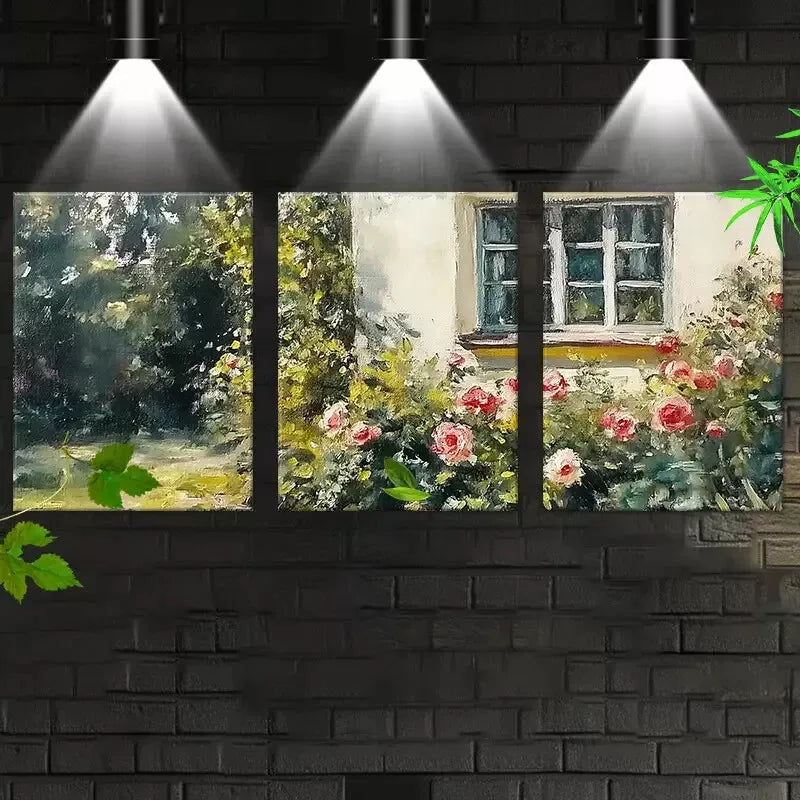 3-Piece Retro Floral Garden Wall Art Set - Framed Canvas Paintings 40x60cm (16x24in) | High-Quality Print | Australian Made | Ready to Hang - Perfect for Living Room, Bedroom & Office Decor