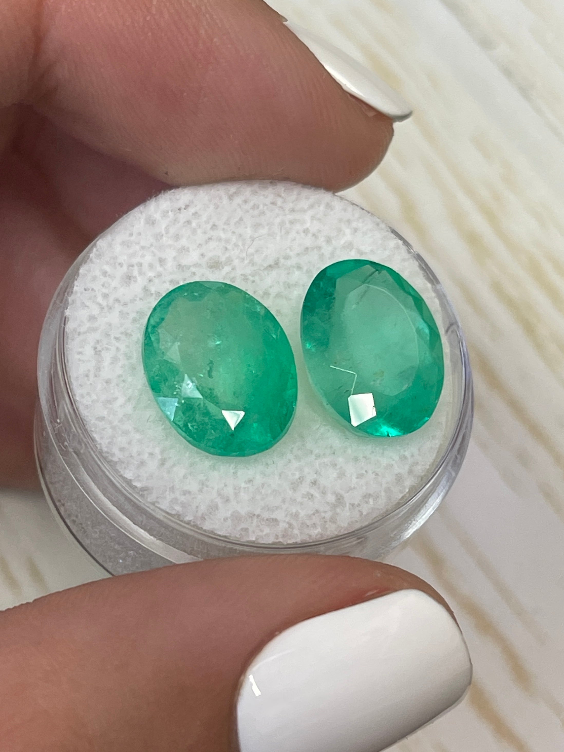13x10 Oval Cut Colombian Loose Emeralds - 9.81tcw Matching Pair for Jewelry Making, Engagement Rings & Luxury Gifts