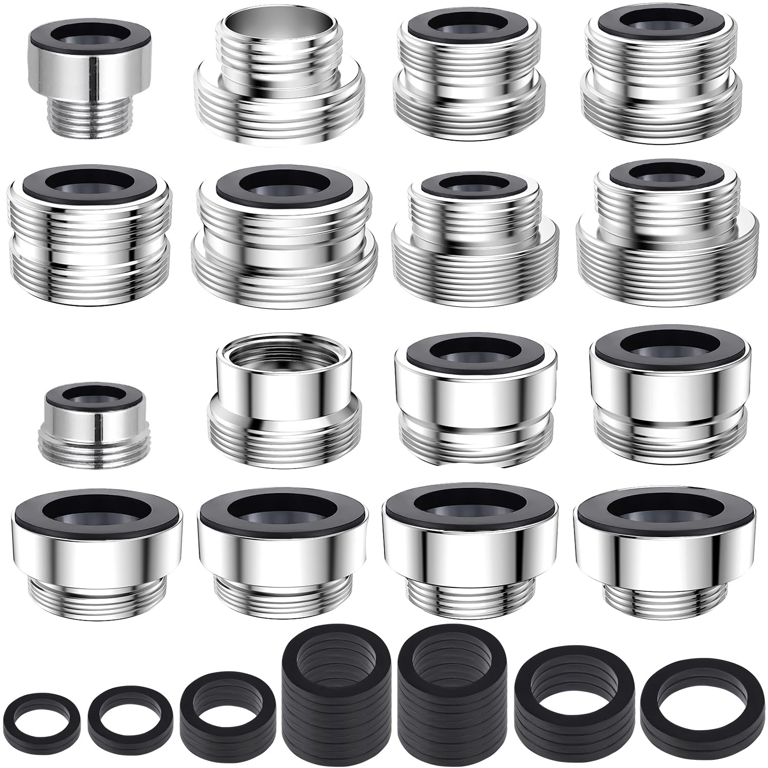 16-Piece Faucet Adapter Kit - Universal M22 Male/Female Sink Aerator Adapter Set for Garden Hose, Water Filter & Diverter Connections - Perfect for Kitchen, Bathroom & Outdoor Watering