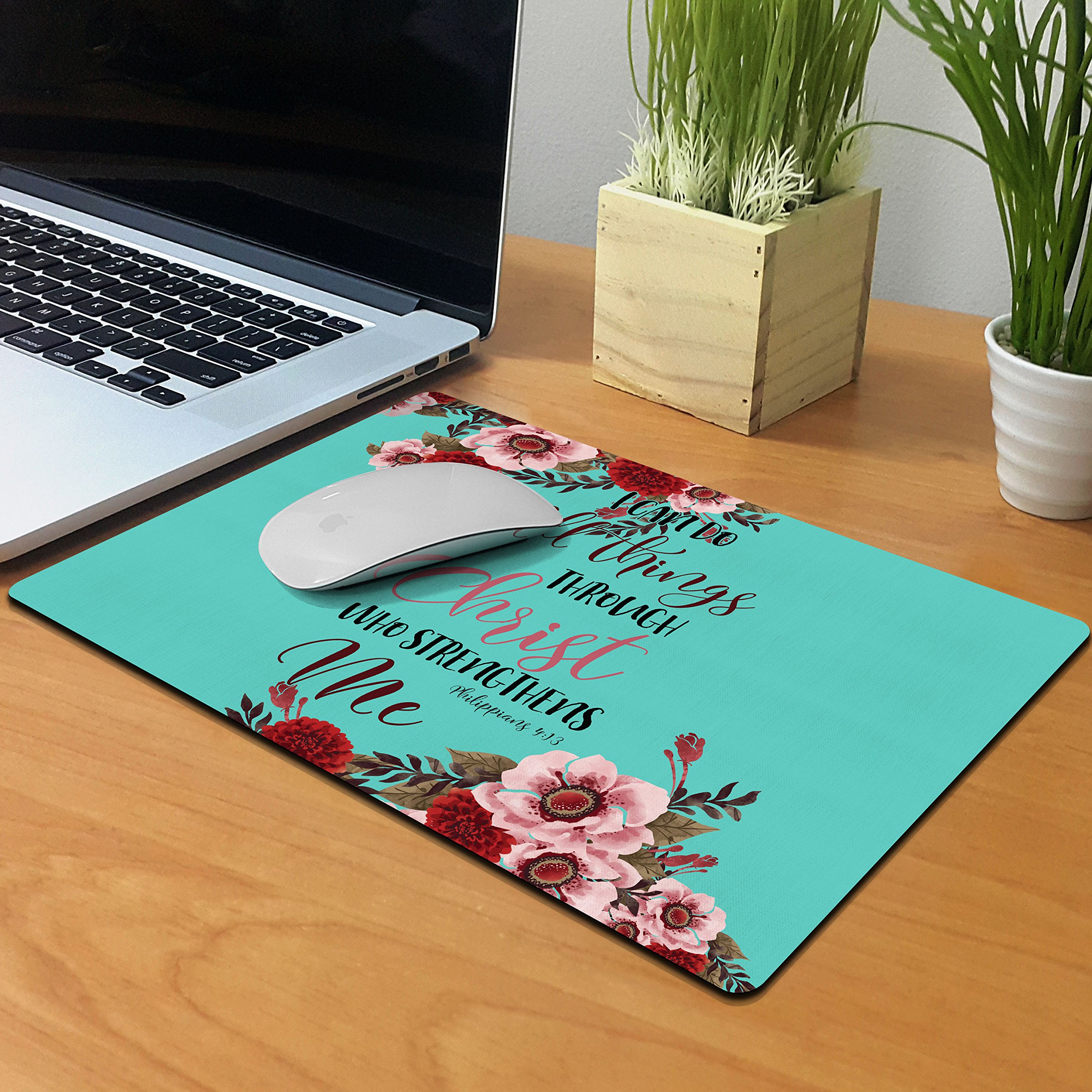 FINCIBO XL Non-Slip Bible Verse Mousepad for Office & Gaming - Philippians 4:13