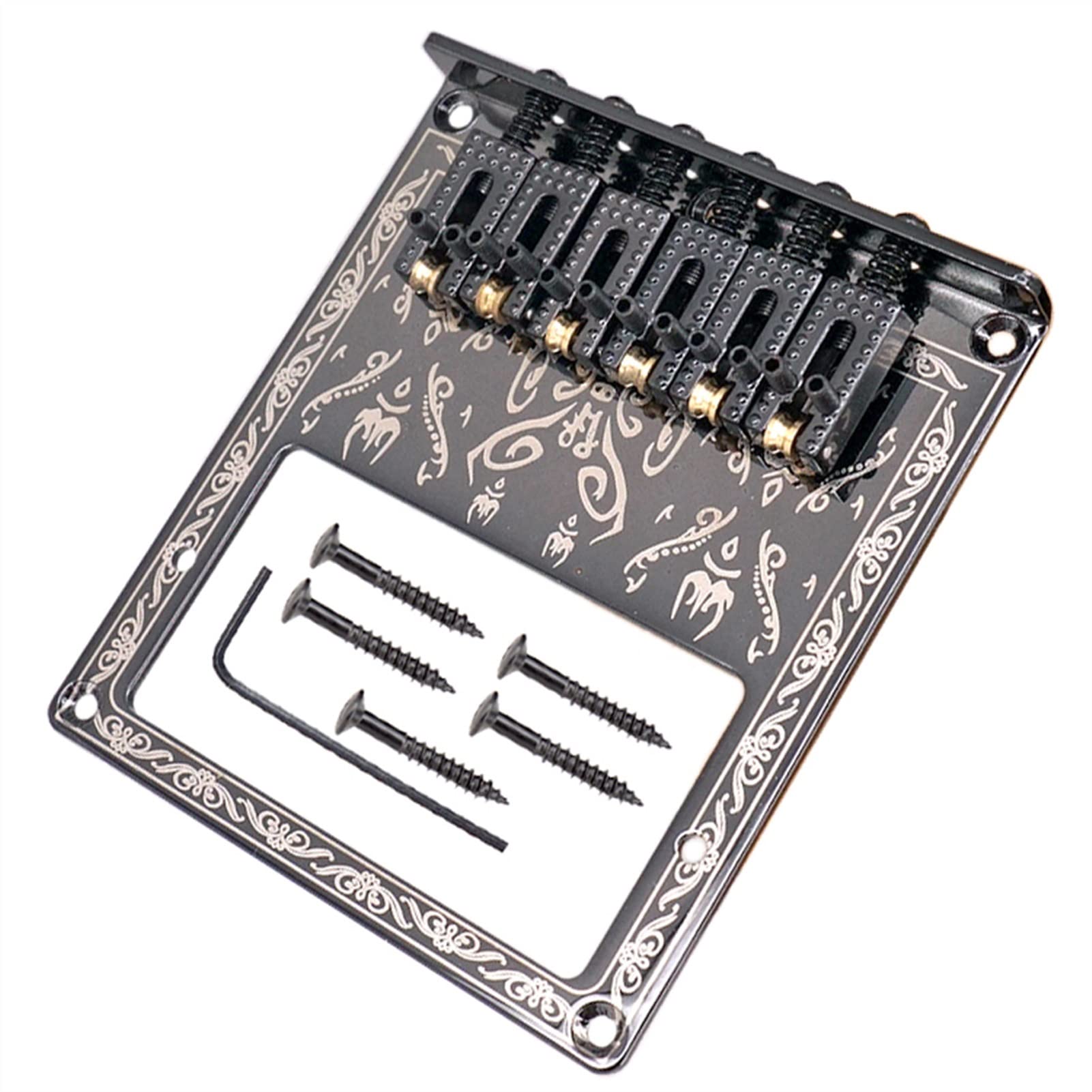 Electric Guitar Roller Saddle Bridge Tailpiece with Wrench & Mounting Screws Set - Premium Replacement Bridge for Smooth String Action - Perfect for Rock, Blues & Studio Recording