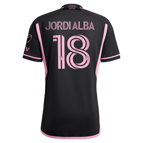 Adidas Inter Miami CF Jordi Alba Authentic Player Version Away Soccer Jersey 23/24 with MLS Patches - Black & Pink - Official Licensed Football Shirt for Fans & Players - Perfect for Matches, Training & Collecting