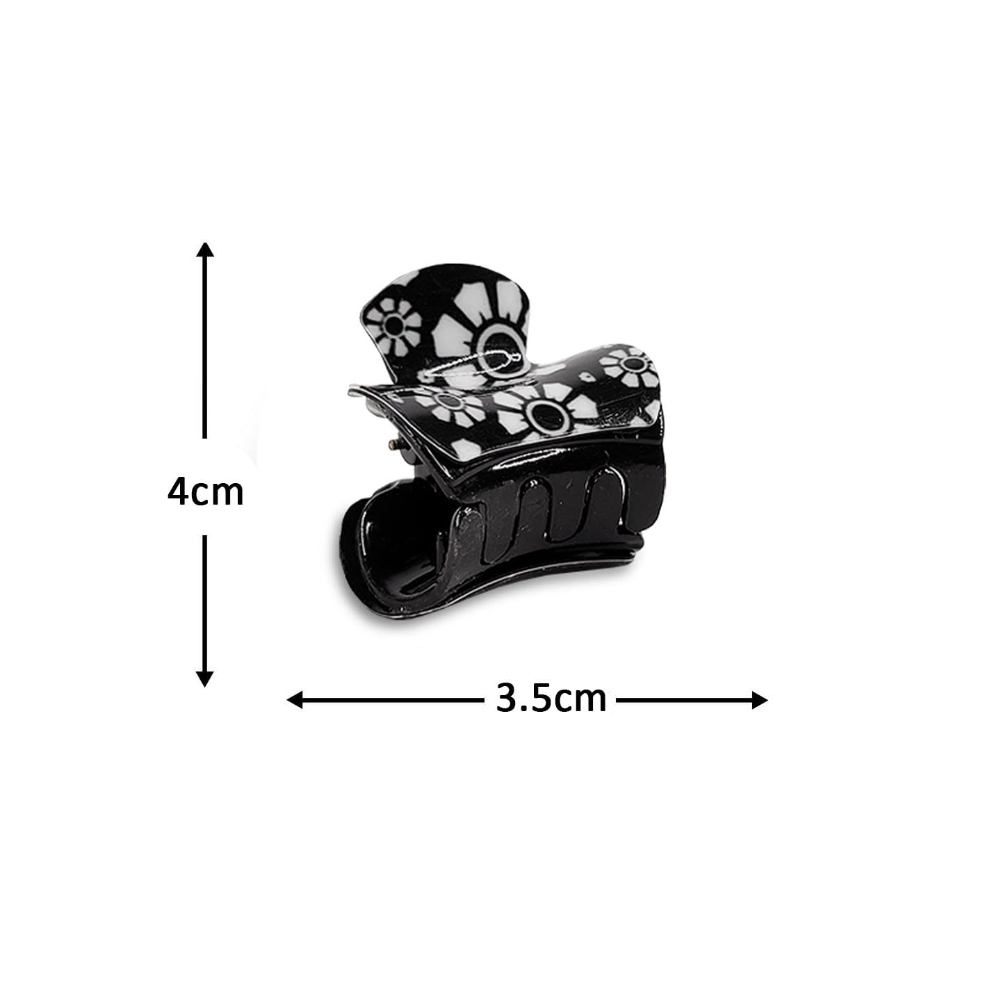 Adhvik Glossy Small Printed Hair Claw Clips for Women - 6 Pack Black Hair Clips for Effortless Everyday Styling - Perfect for Ponytails, Buns & Updos