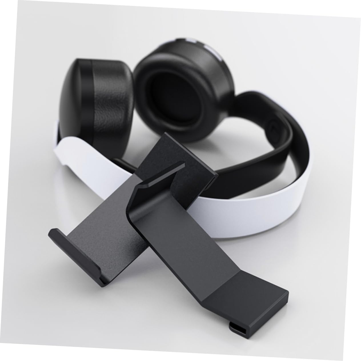 3-Pack White Headphone Stand Holder with Side Rack - Organize Your Headset, Earphones & Accessories - Perfect for Home, Office, Gaming Setup & Desk Organization