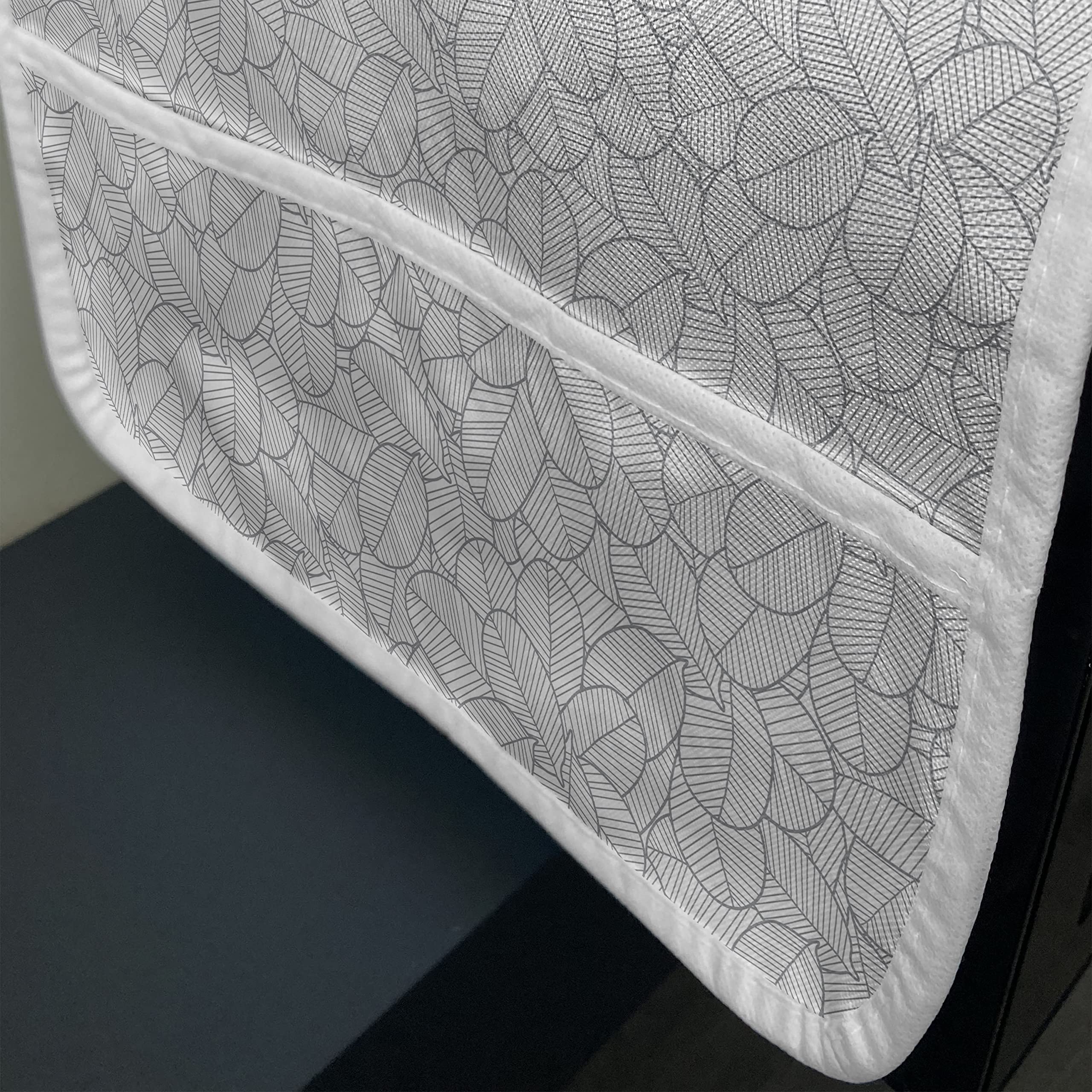 Ambesonne Microwave Oven Cover - Waterproof Grey and White Botanical Leaf Design (36