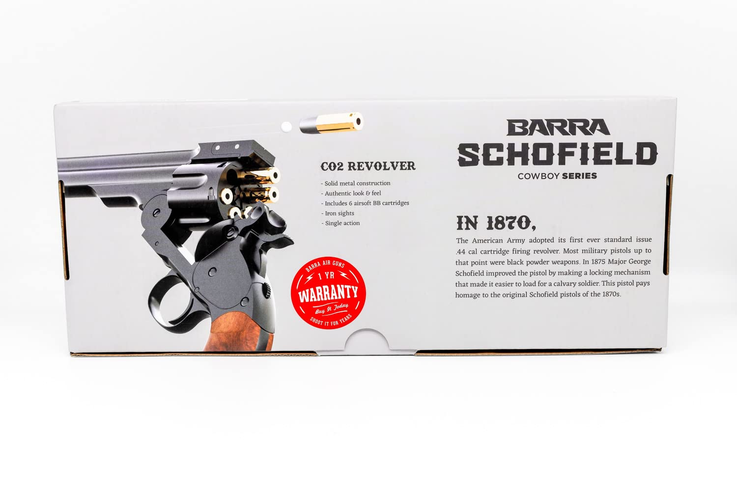 Schofield BB Gun Airsoft Revolver Replica - CO2 Powered Air Gun for Adults | 6-Shot Capacity | Outdoor Target Practice & Backyard Shooting Fun